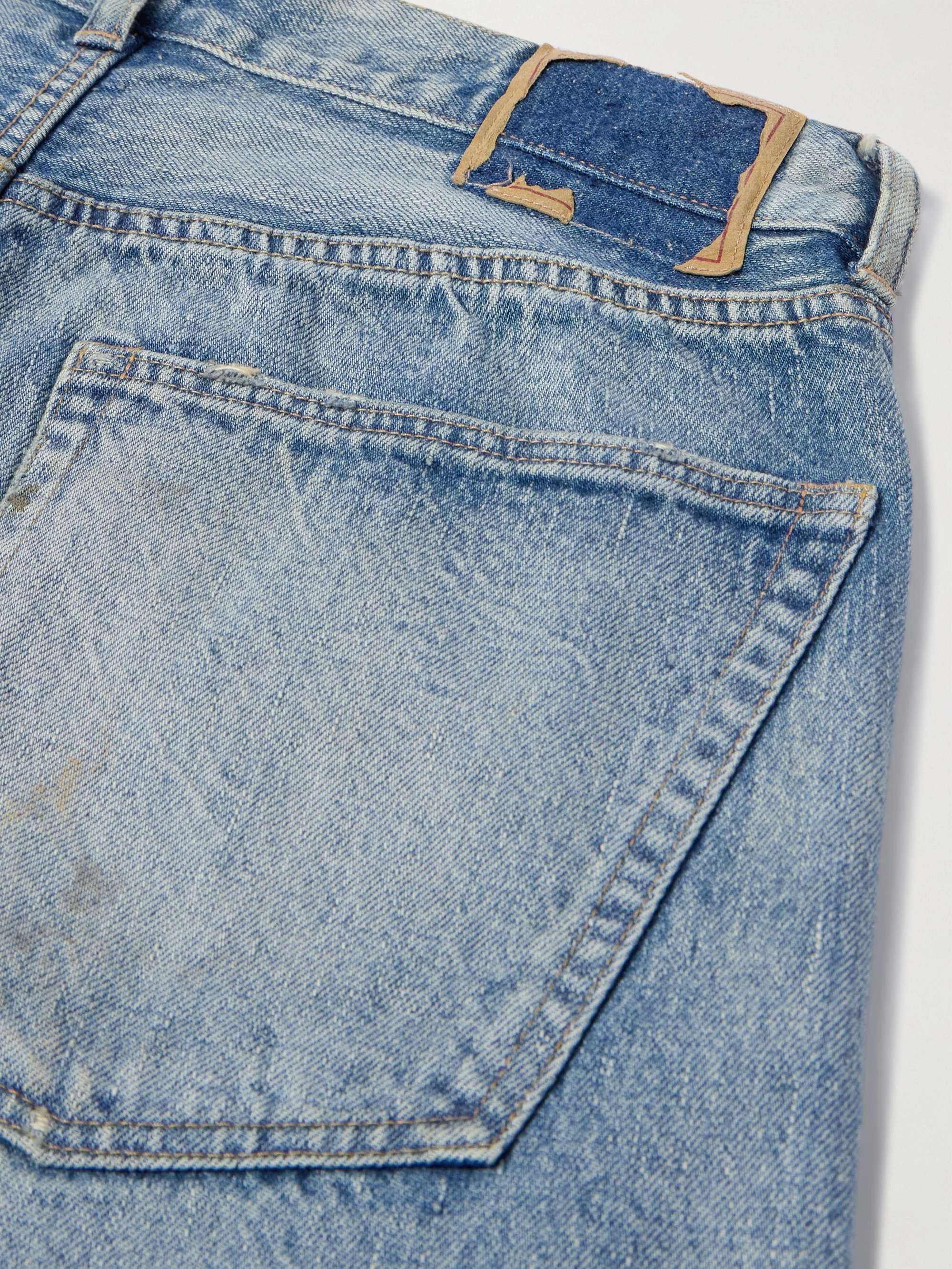 Straight-Leg Distressed Denim Shorts view