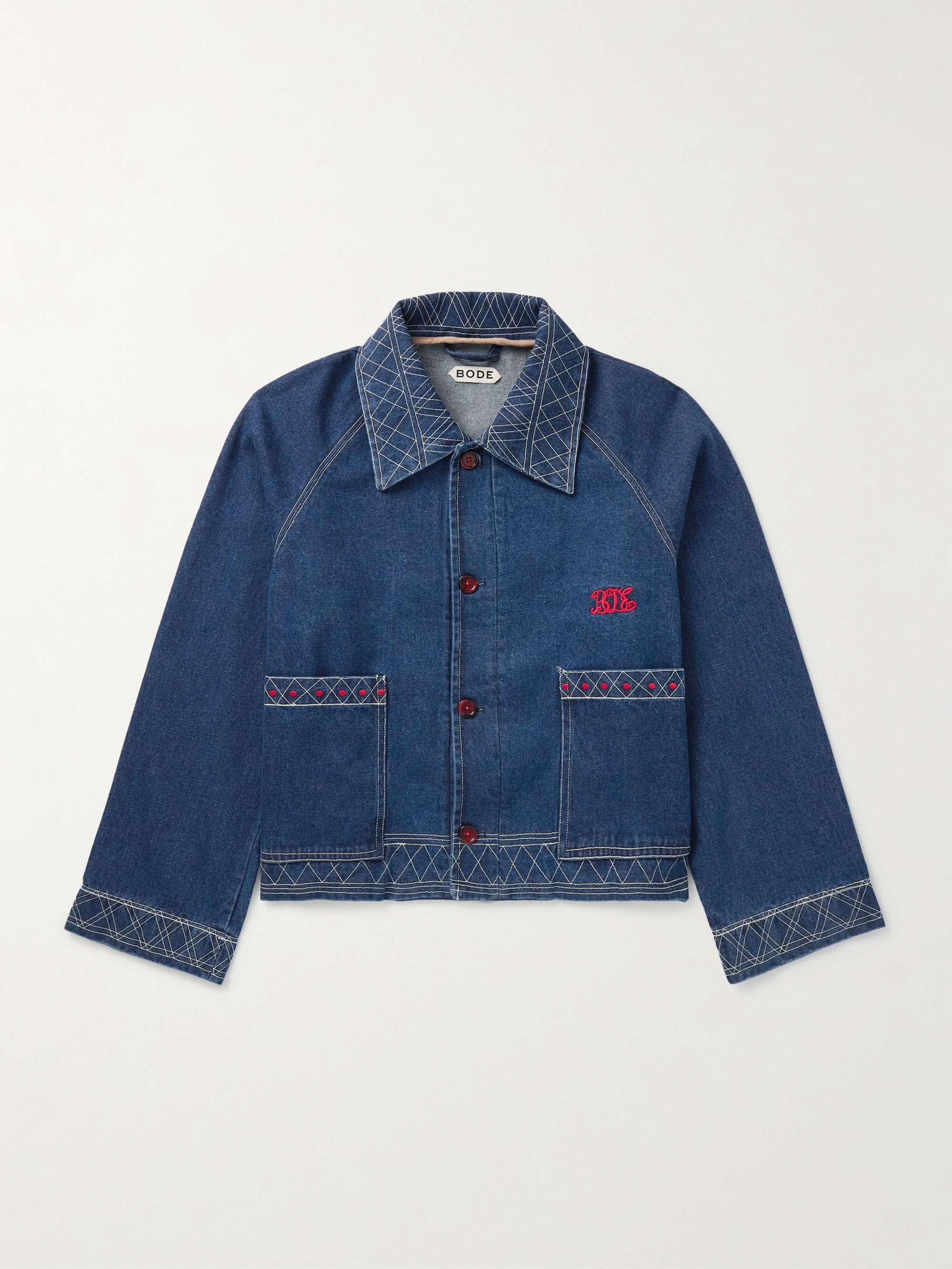 Cropped Embroidered Denim Jacket view