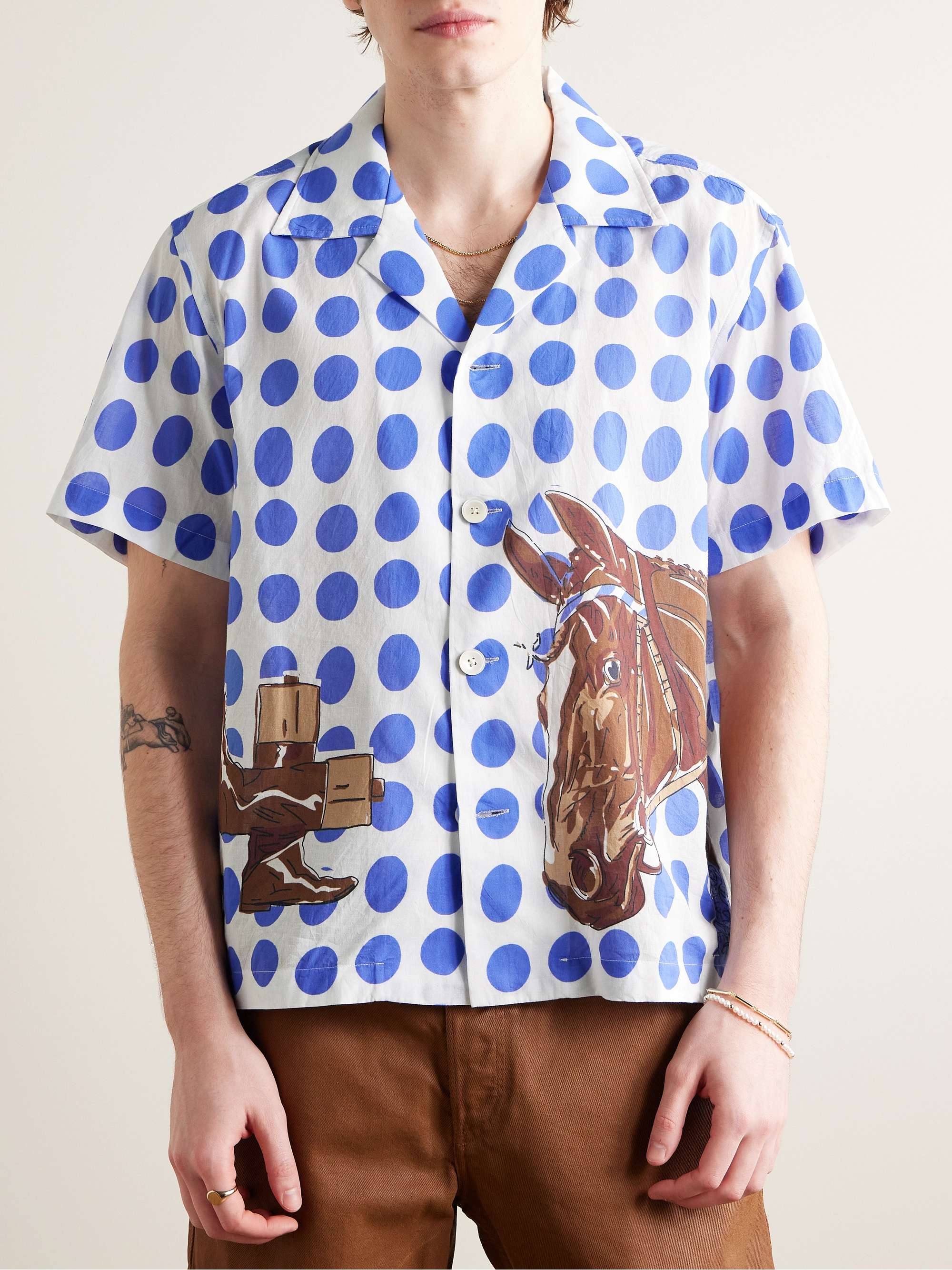 Jockey Dot Camp-Collar Printed Cotton-Voile Shirt view