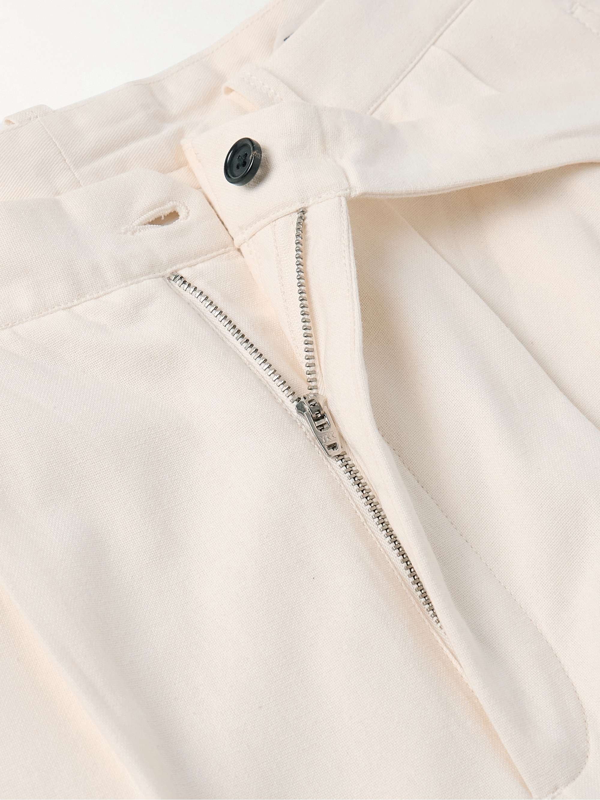 Cambridge McNab Straight-Leg Pleated Appliquéd Cotton-Canvas Trousers view
