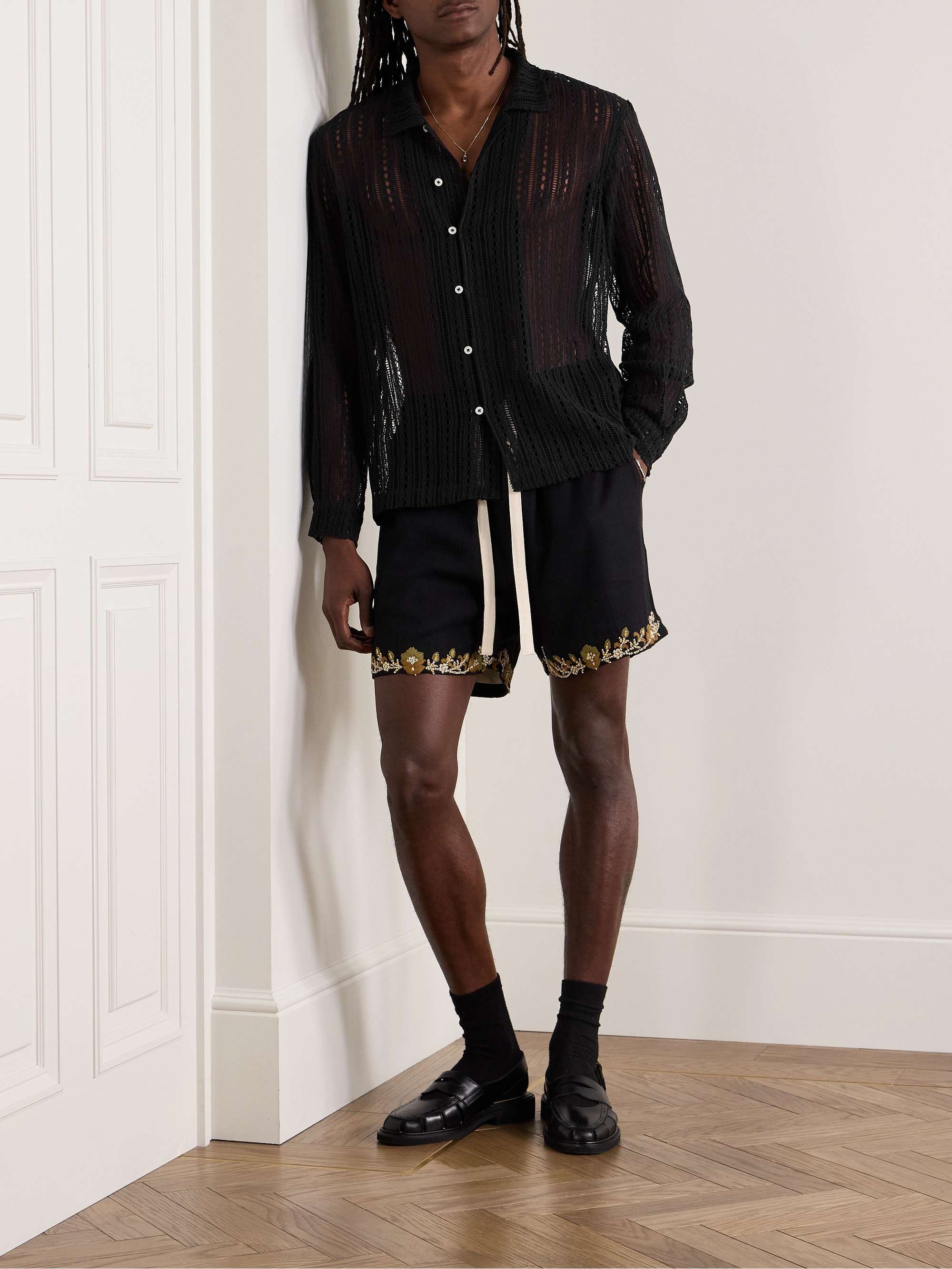 Meandering Camp-Collar Cotton-Lace Shirt view