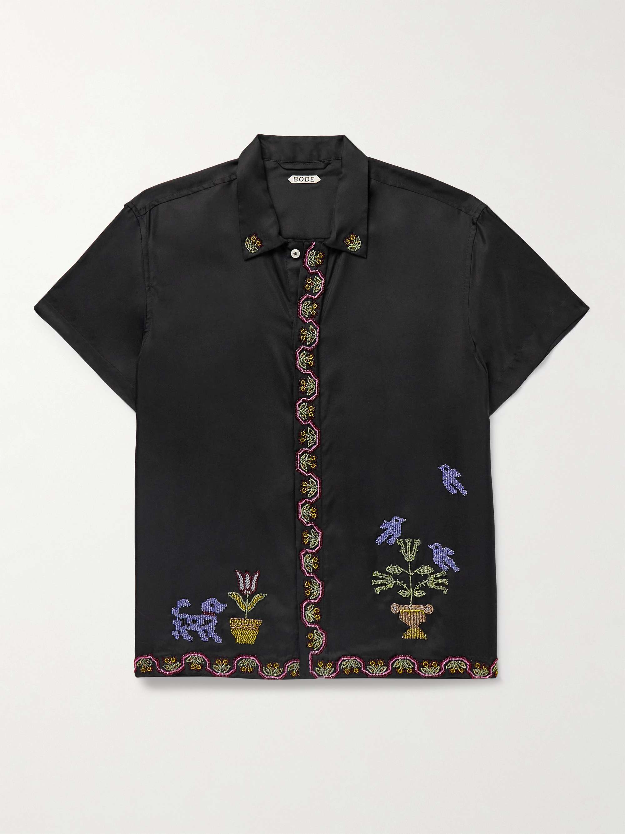 Garden Sampler Bead-Embellished Silk-Twill Shirt view