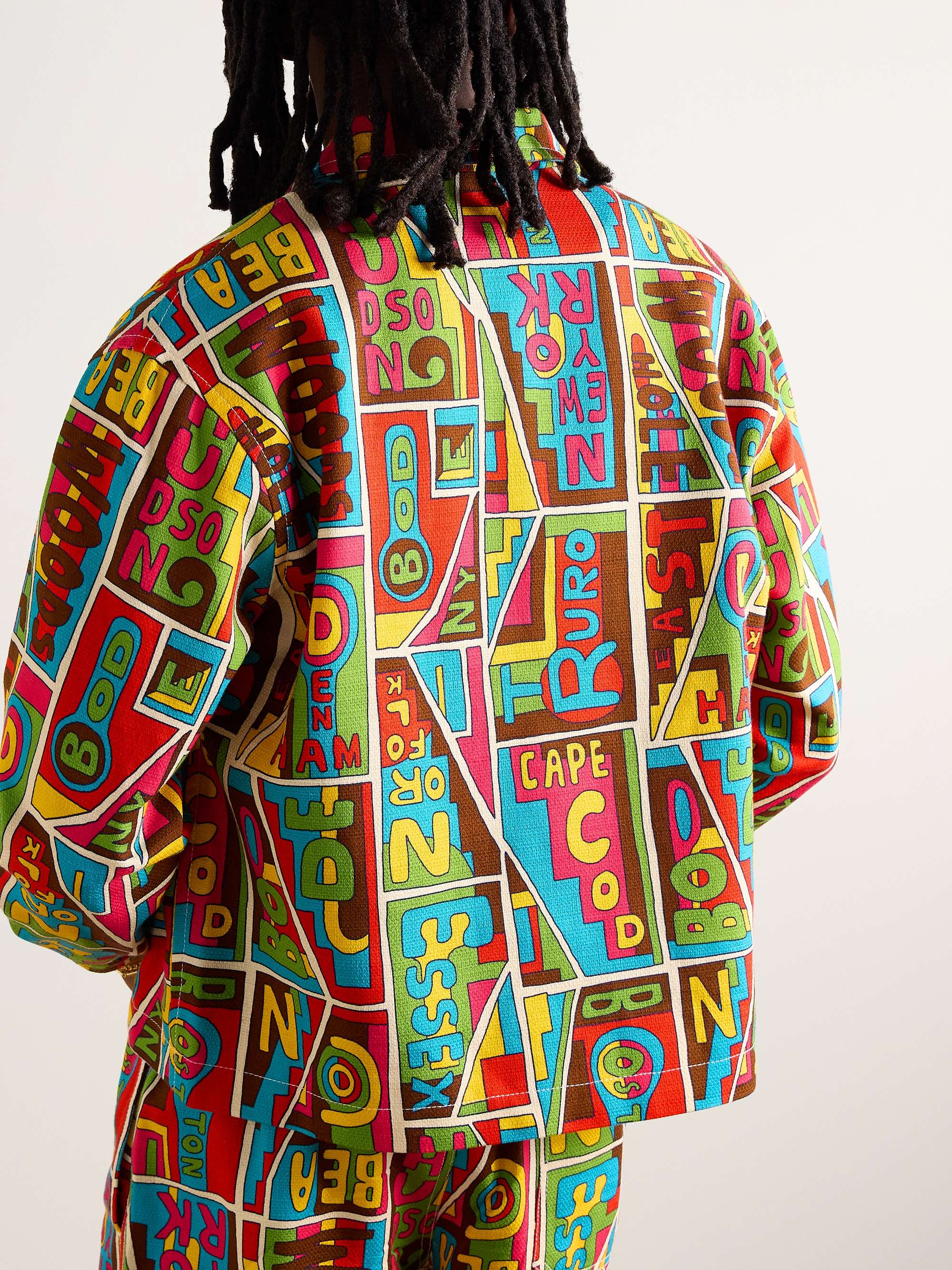 New England Mosaic Printed Textured-Cotton Shirt Jacket view