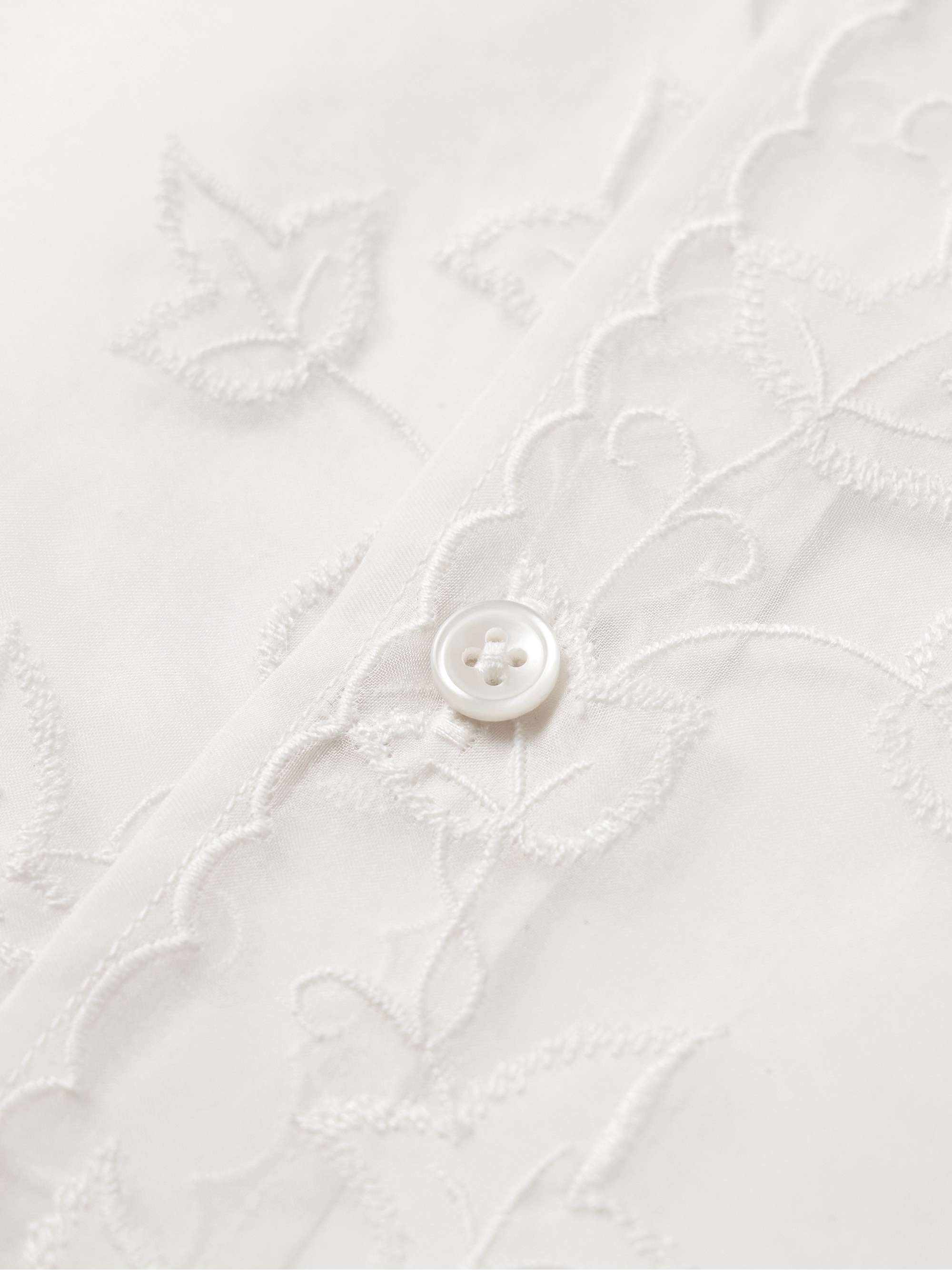 Ivy Camp-Collar Embroidered Silk-Organza Shirt view
