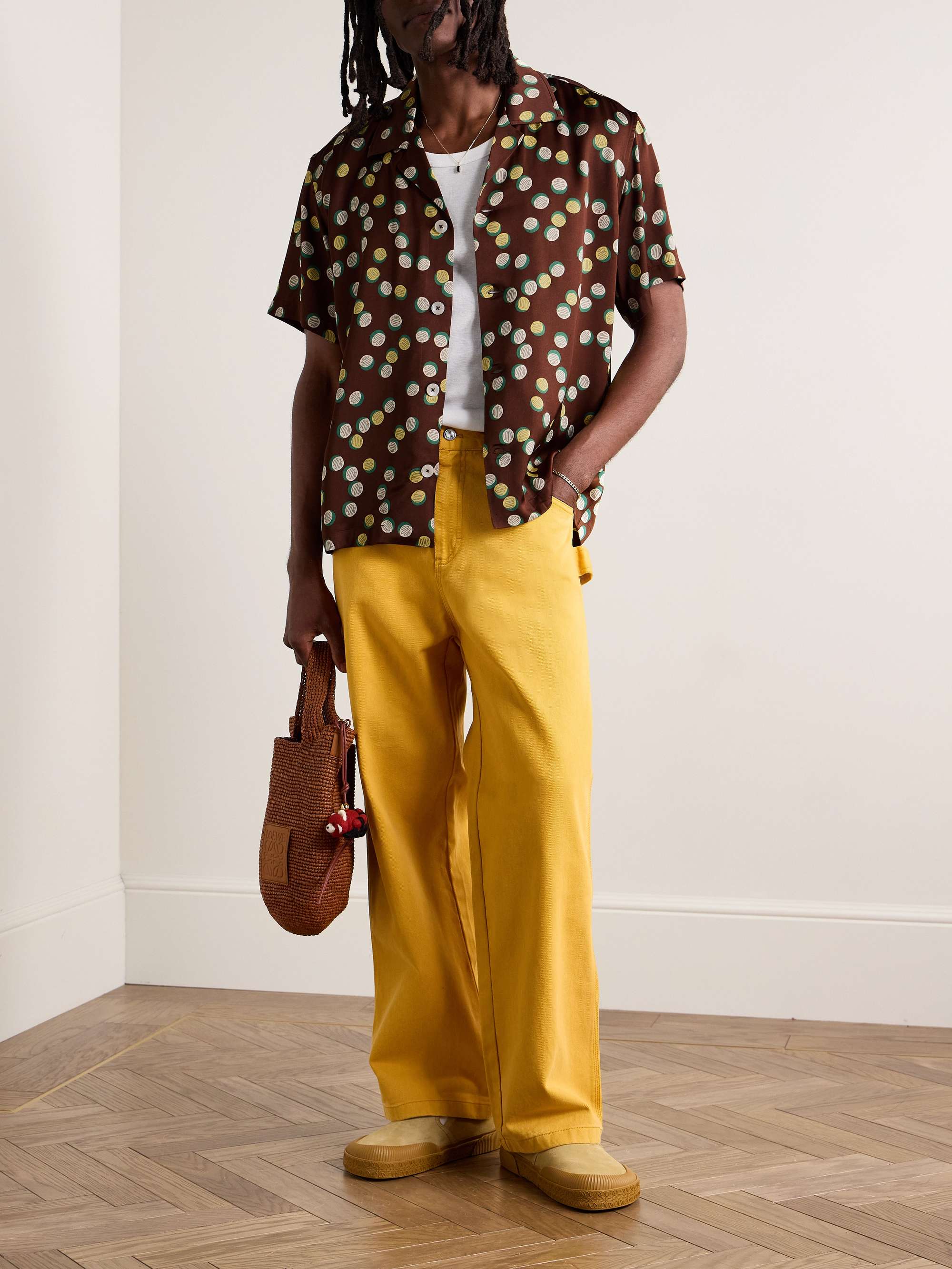 Bubble Camp-Collar Printed Satin-Twill Shirt view
