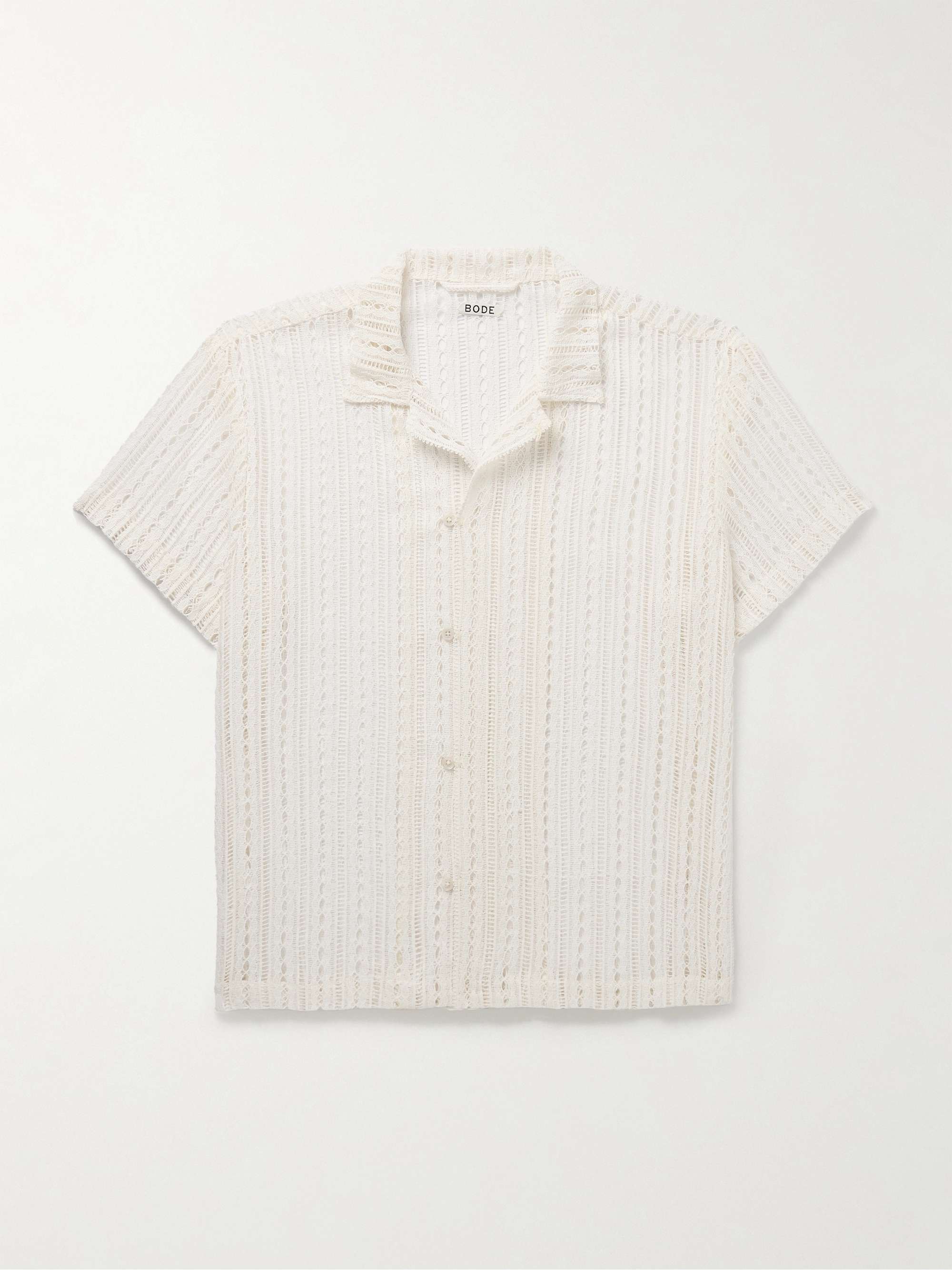 Meandering Convertible-Collar Cotton-Lace Shirt view