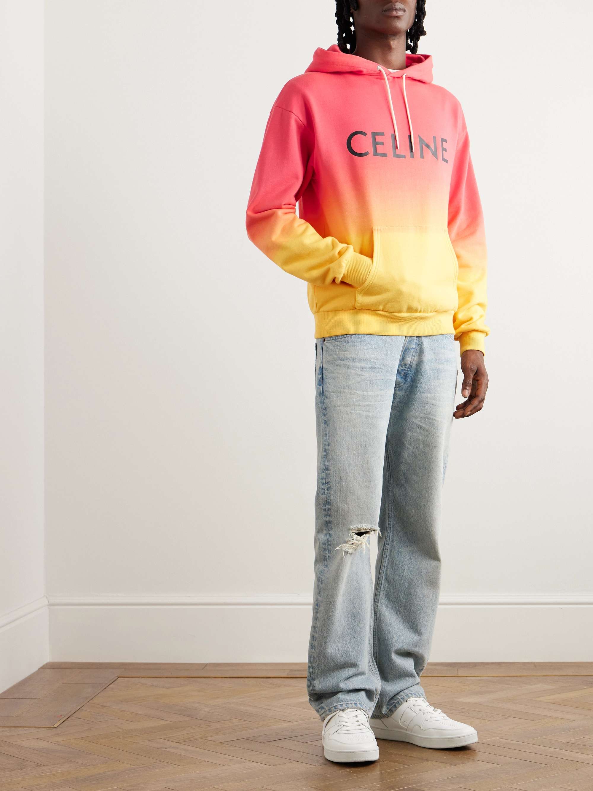 Logo-Print Ombré Cotton-Jersey Hoodie view