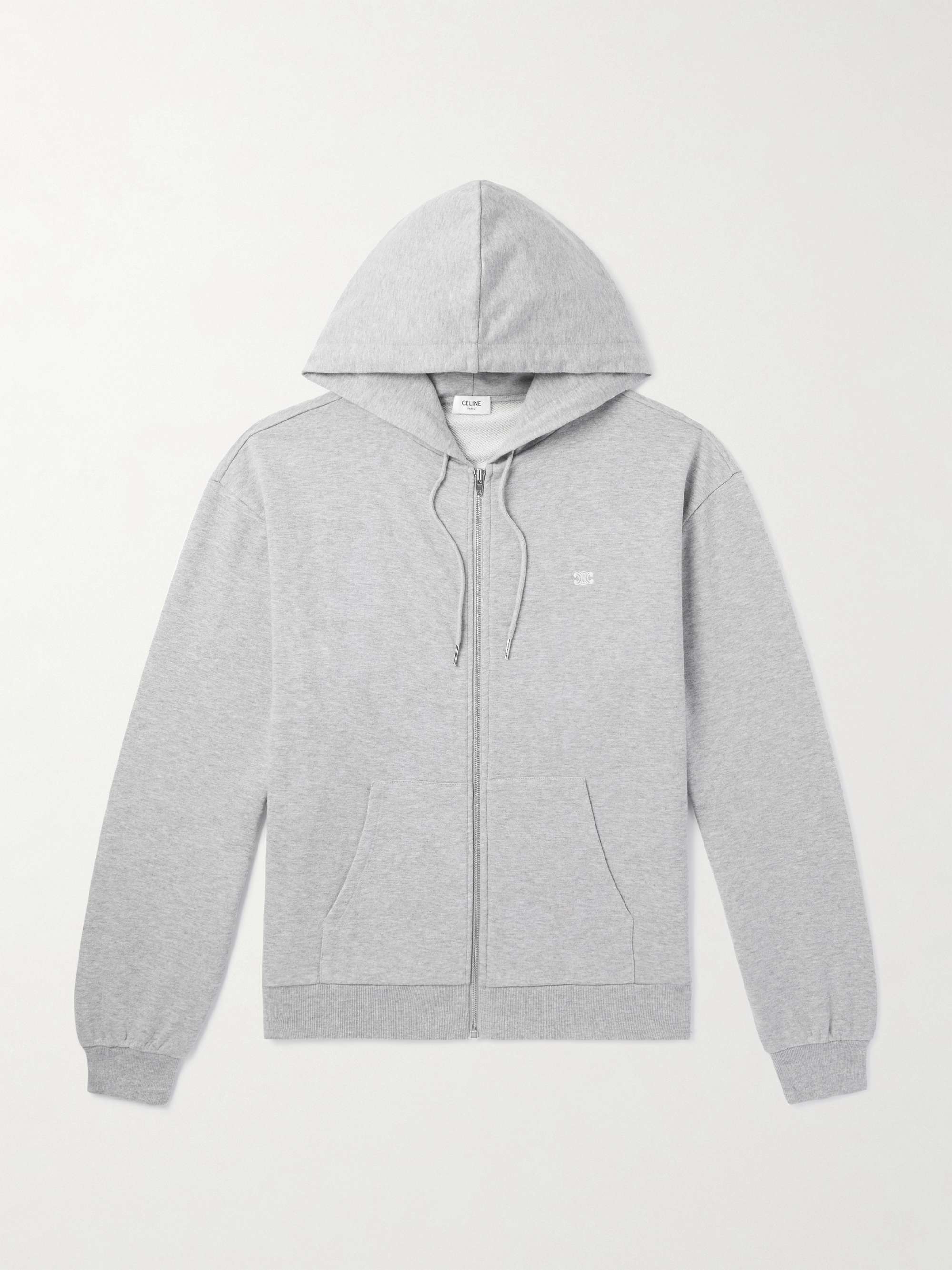 Logo-Embroidered Cotton and Cashmere-Blend Jersey Zip-Up Hoodie view