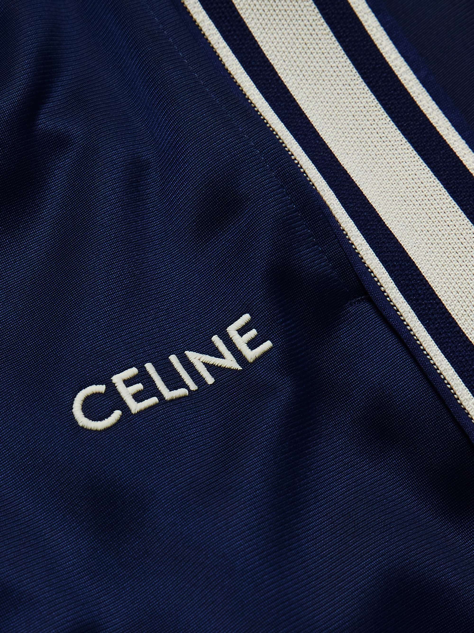 Straight-Leg Logo-Embroidered Striped Jersey Track Pants view