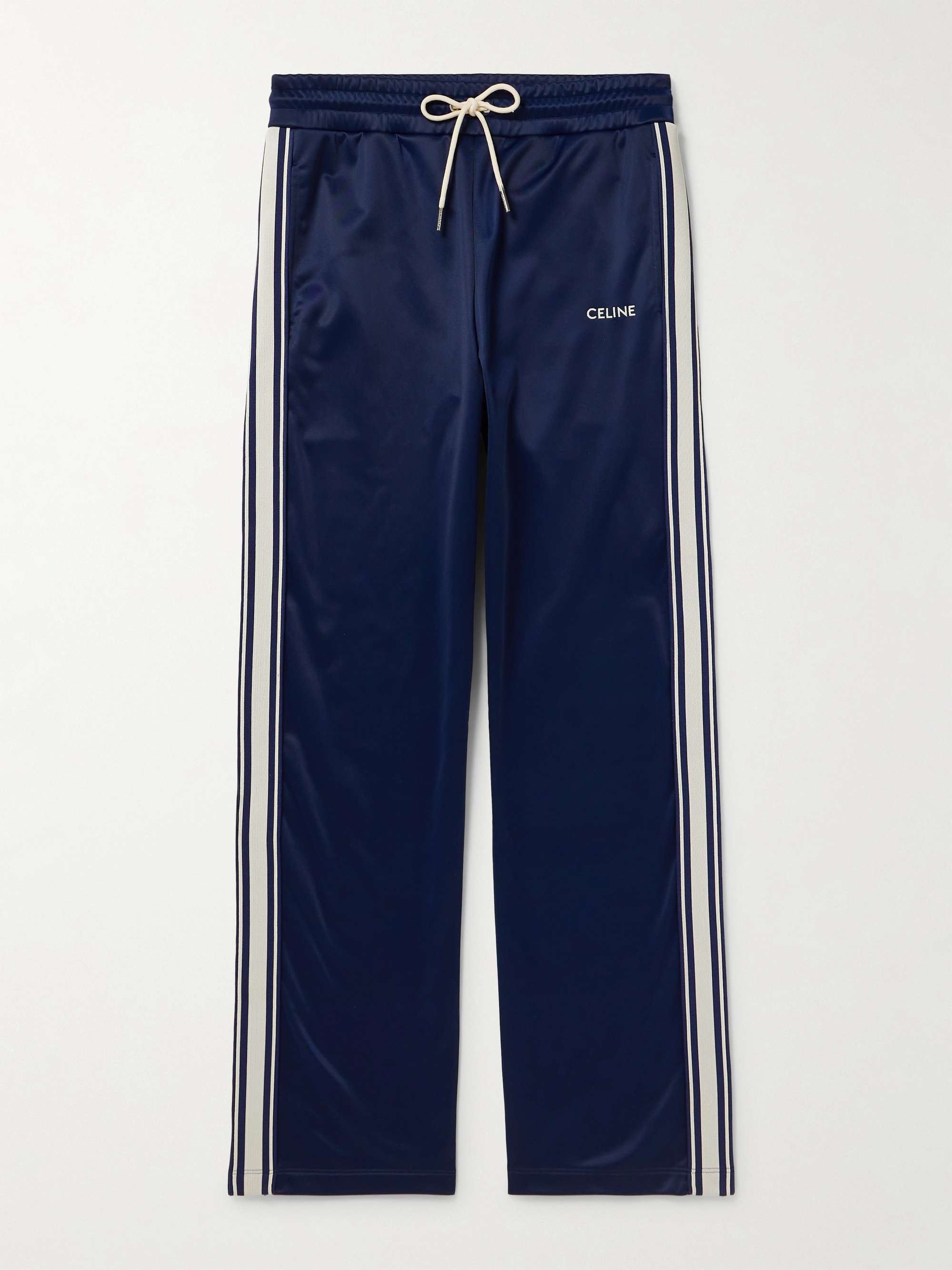 Straight-Leg Logo-Embroidered Striped Jersey Track Pants view