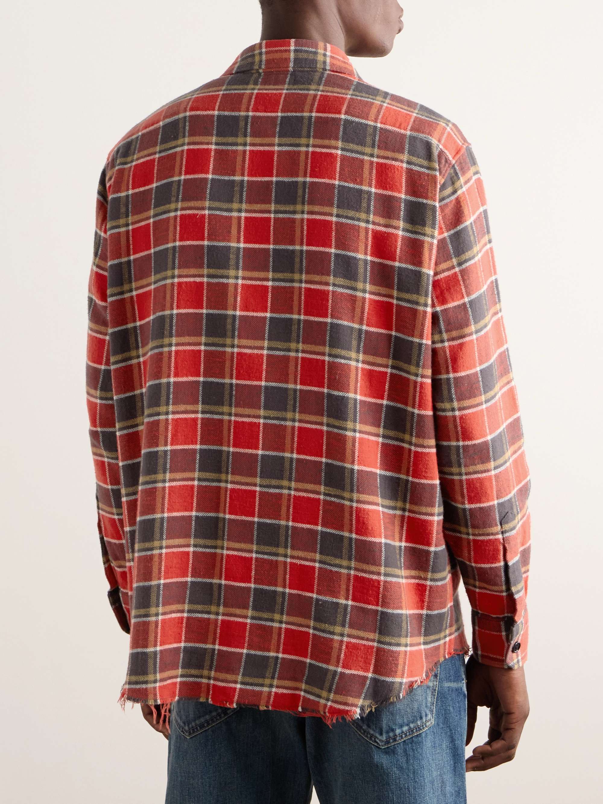 Frayed Checked Cotton-Flannel Shirt view