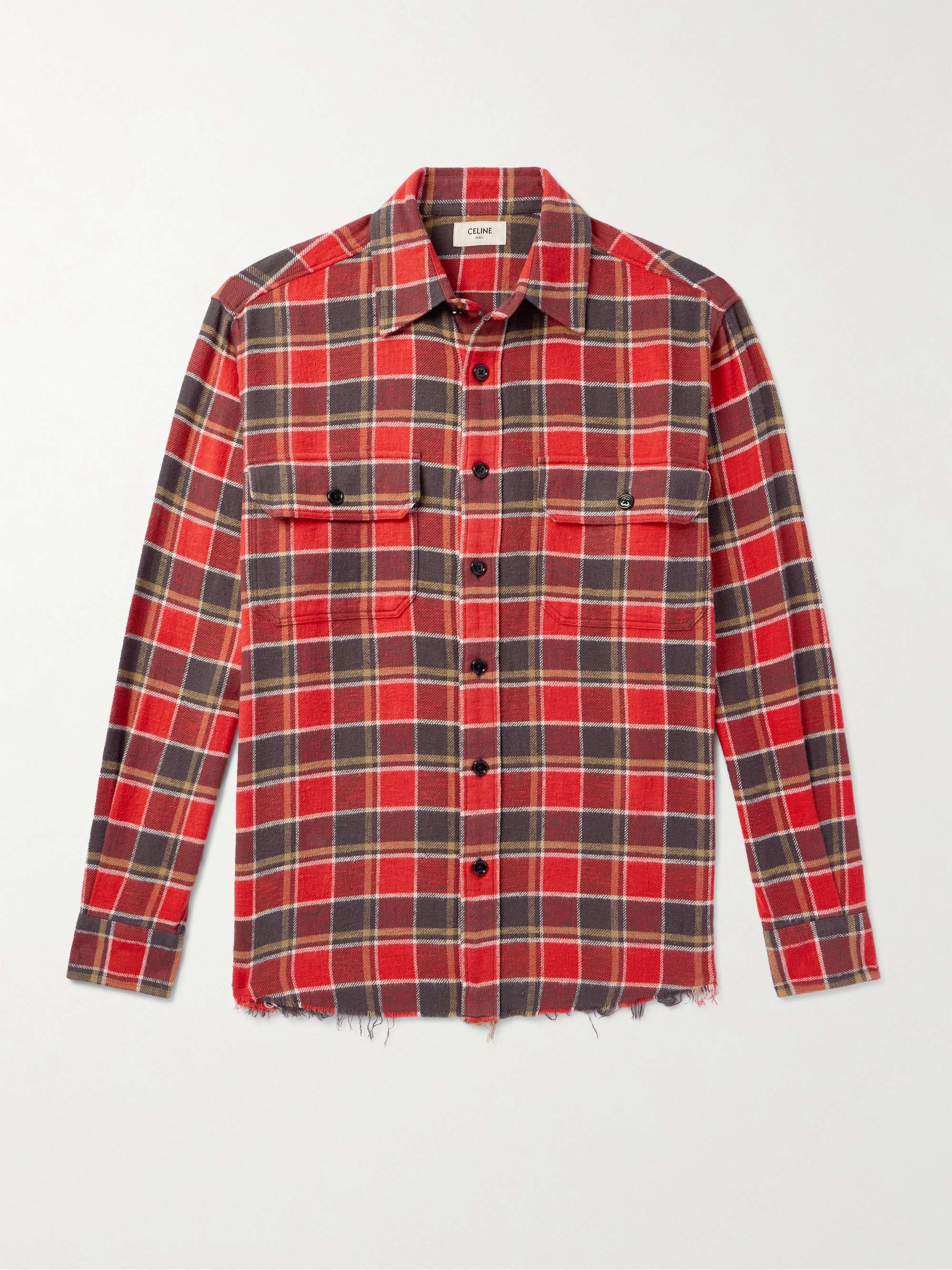 Frayed Checked Cotton-Flannel Shirt view