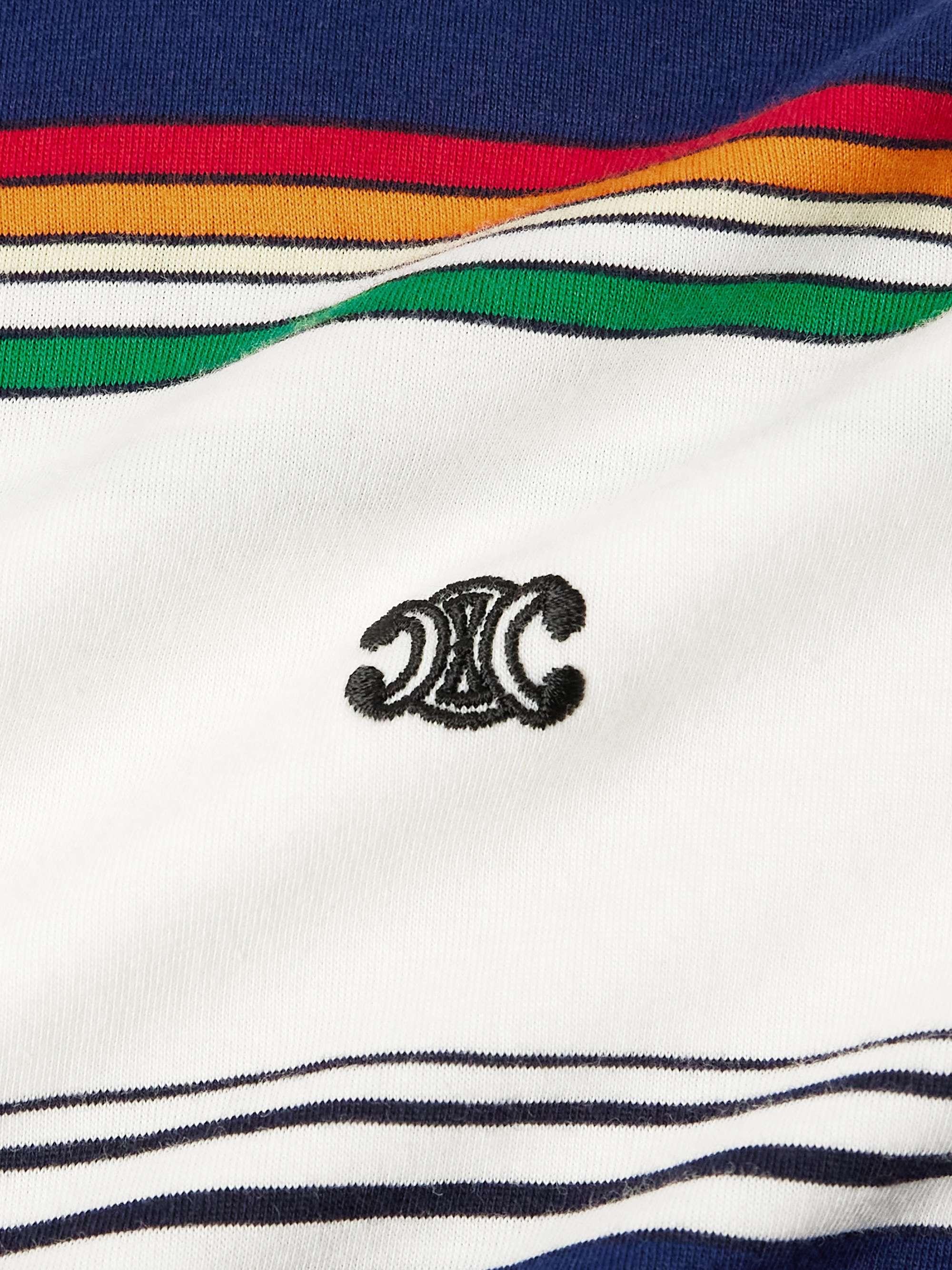 Logo-Embroidered Striped Cotton-Jersey T-Shirt view