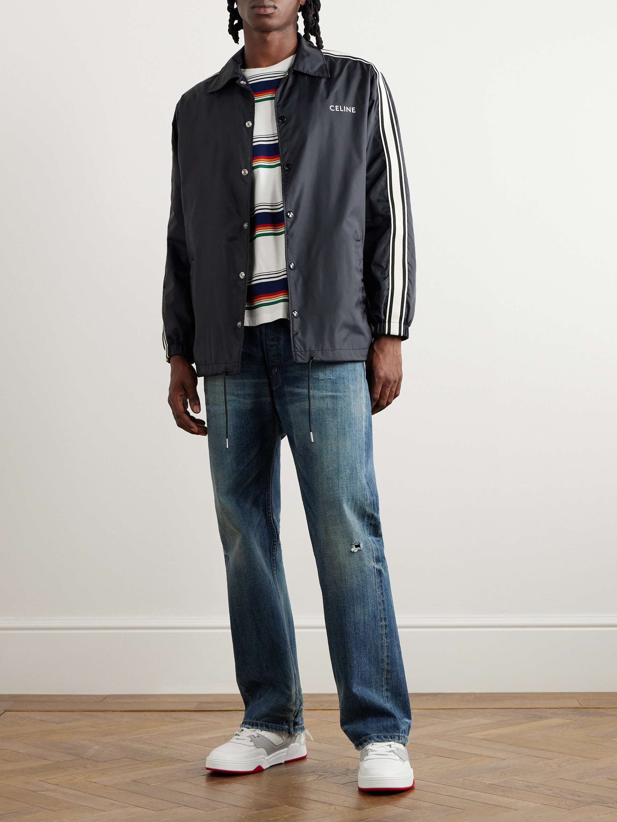 Logo-Embroidered Striped Cotton-Jersey T-Shirt view