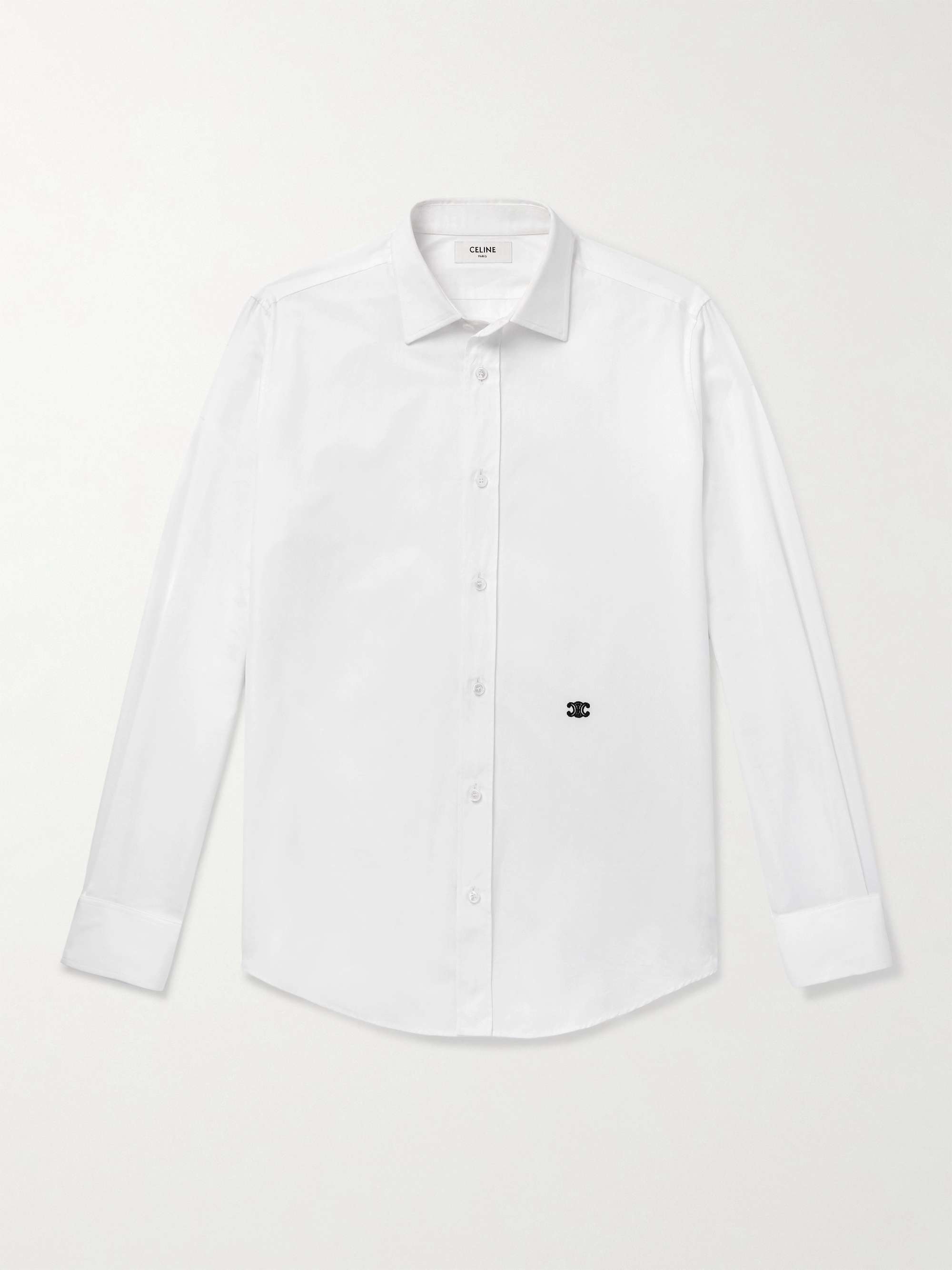 Slim-Fit Logo-Embroidered Cotton-Poplin Shirt view