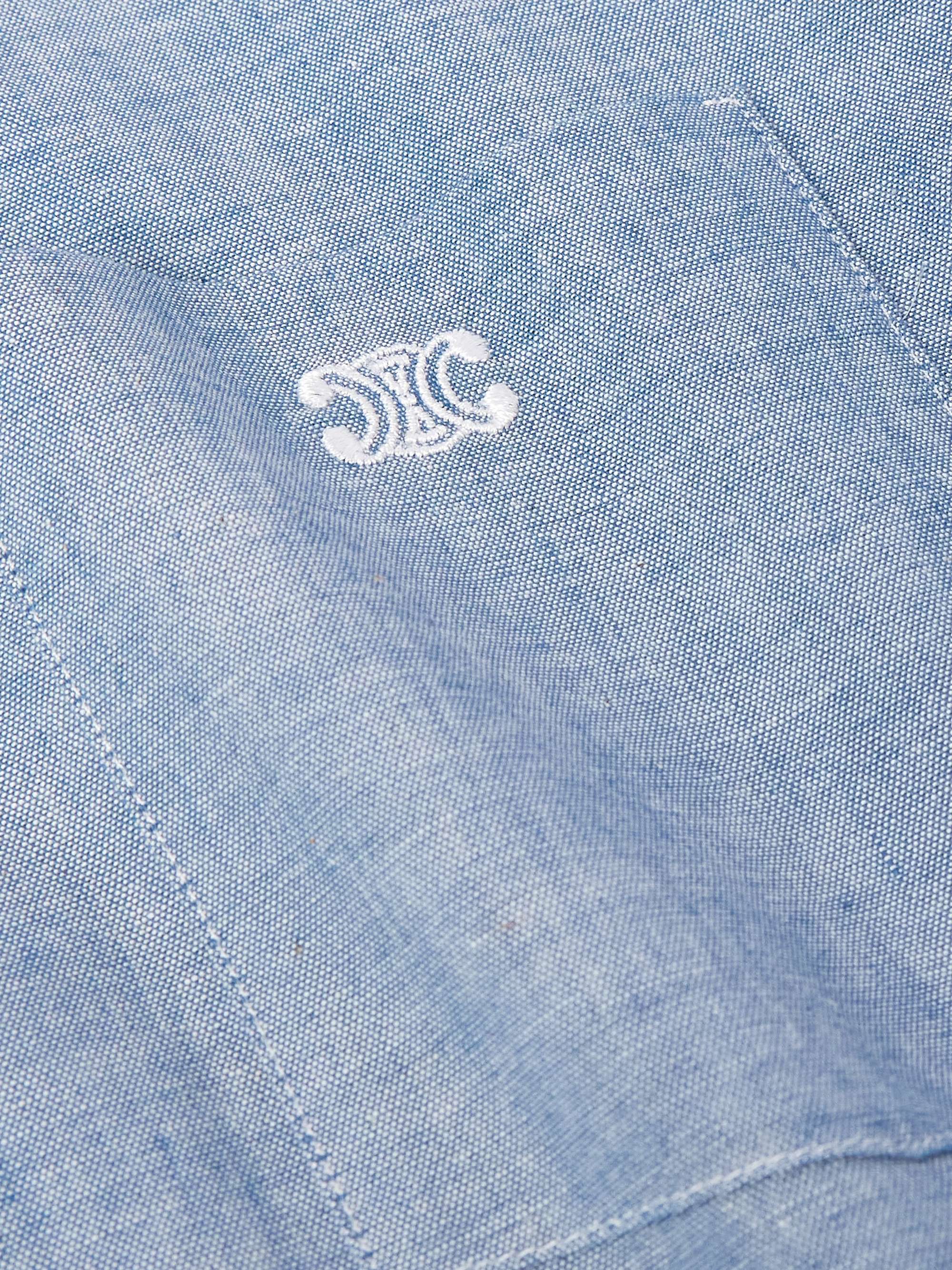 Logo-Embroidered Cotton-Chambray Shirt view