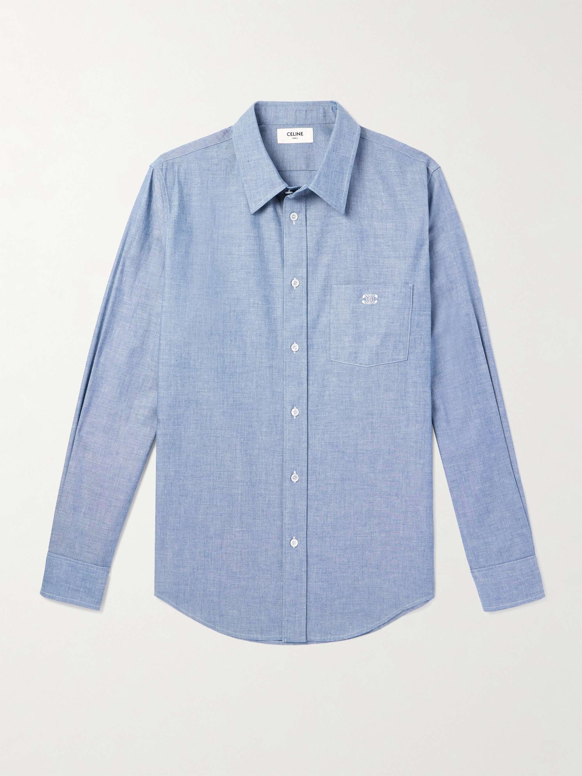 Logo-Embroidered Cotton-Chambray Shirt view