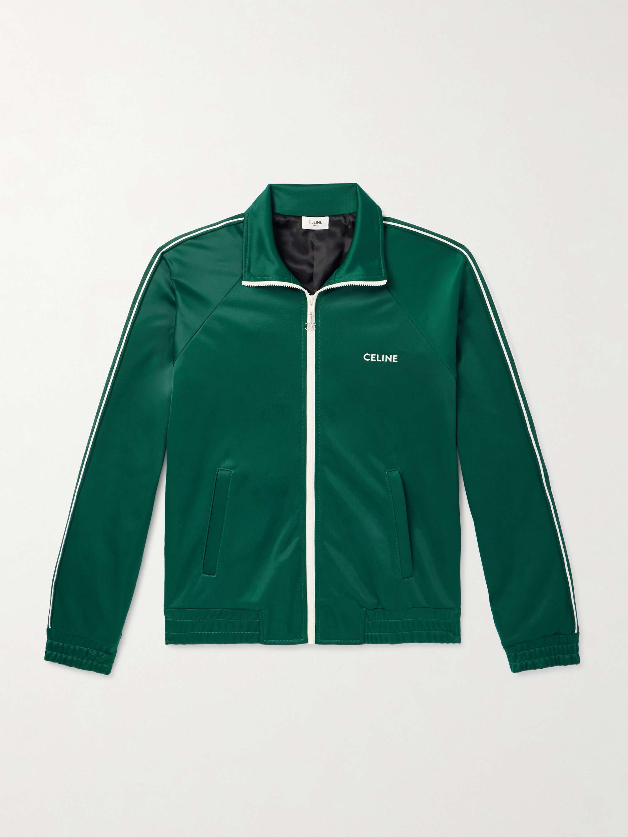 Striped Logo-Embroidered Jersey Track Jacket view