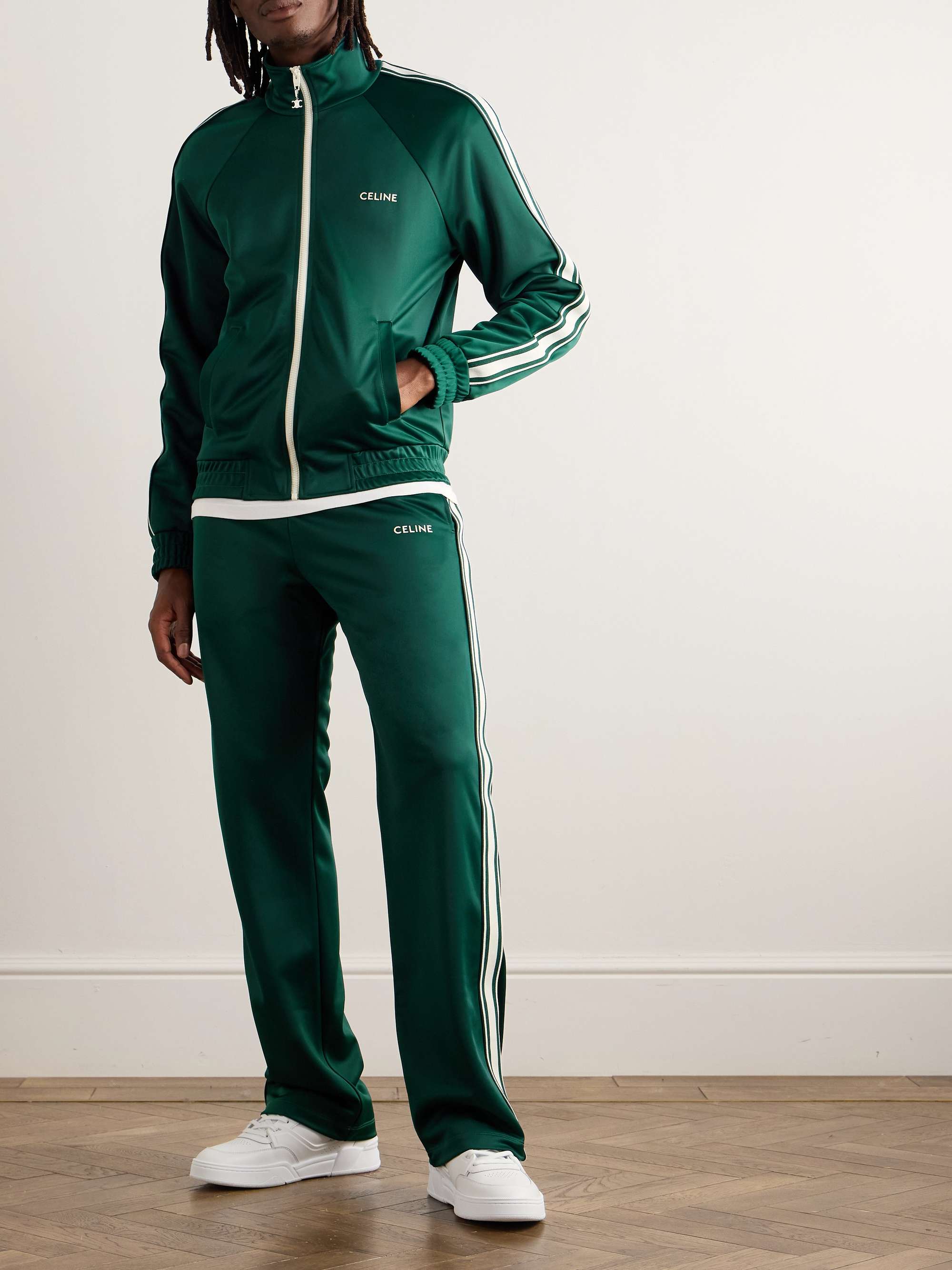 Striped Logo-Embroidered Jersey Track Jacket view