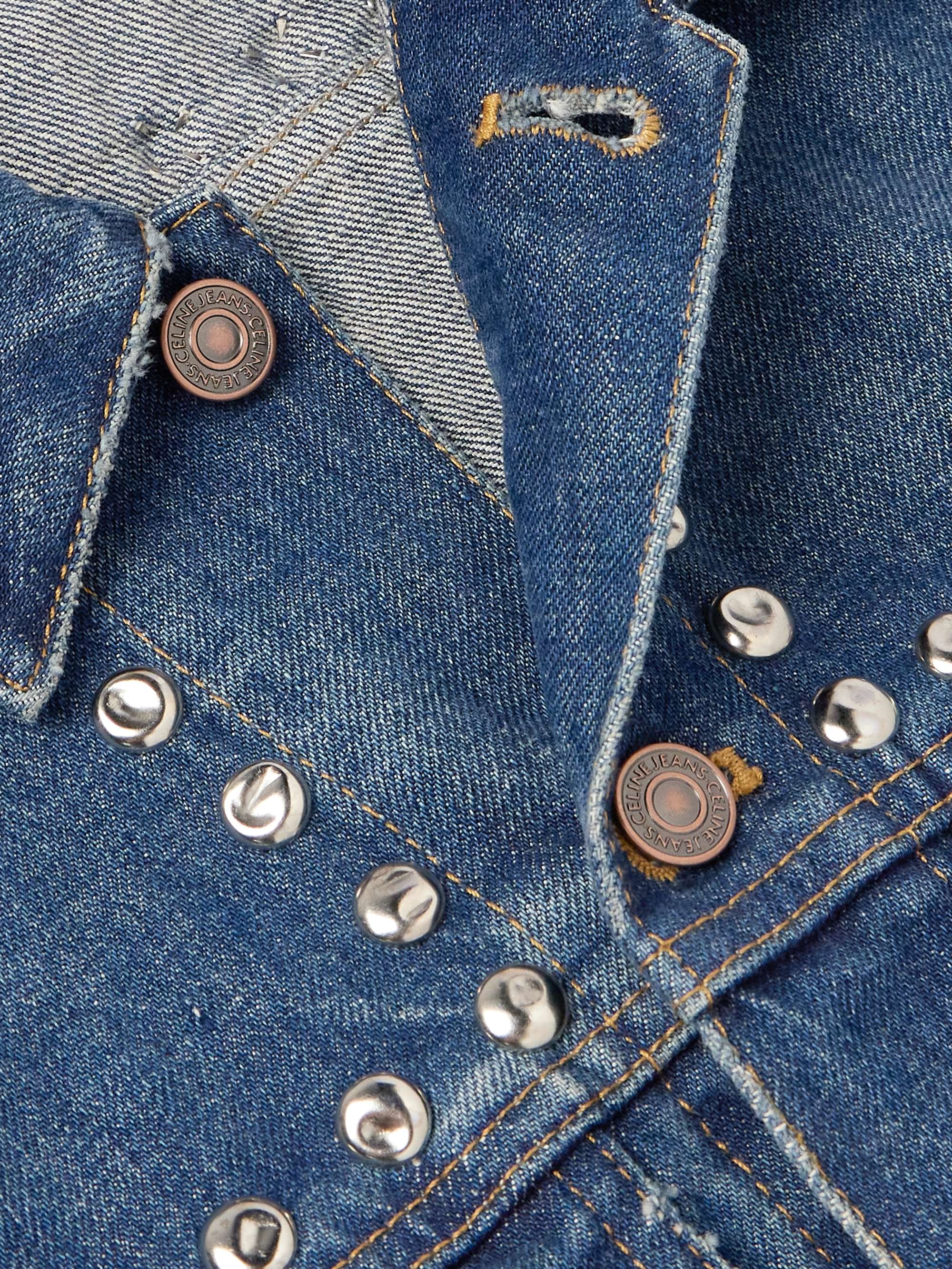 Slim-Fit Studded Denim Trucker Jacket view