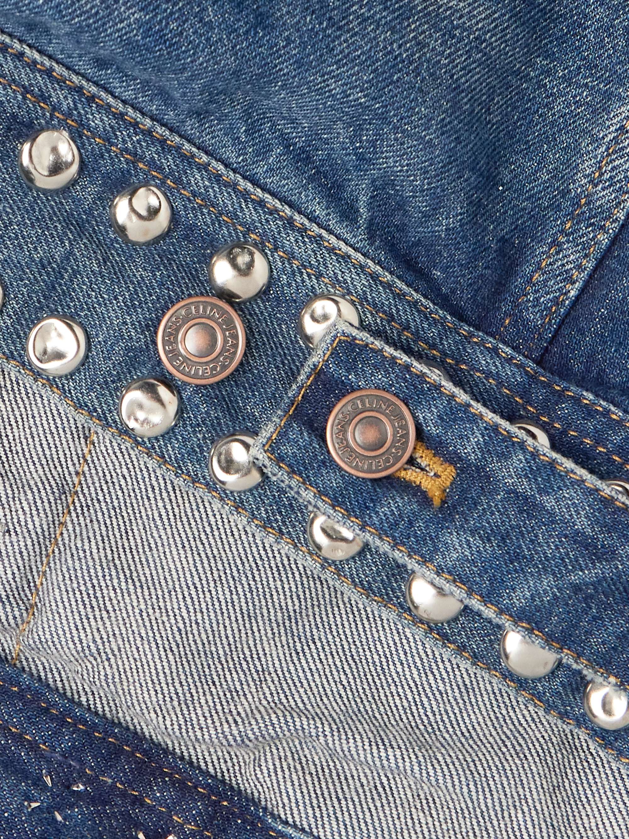Slim-Fit Studded Denim Trucker Jacket view