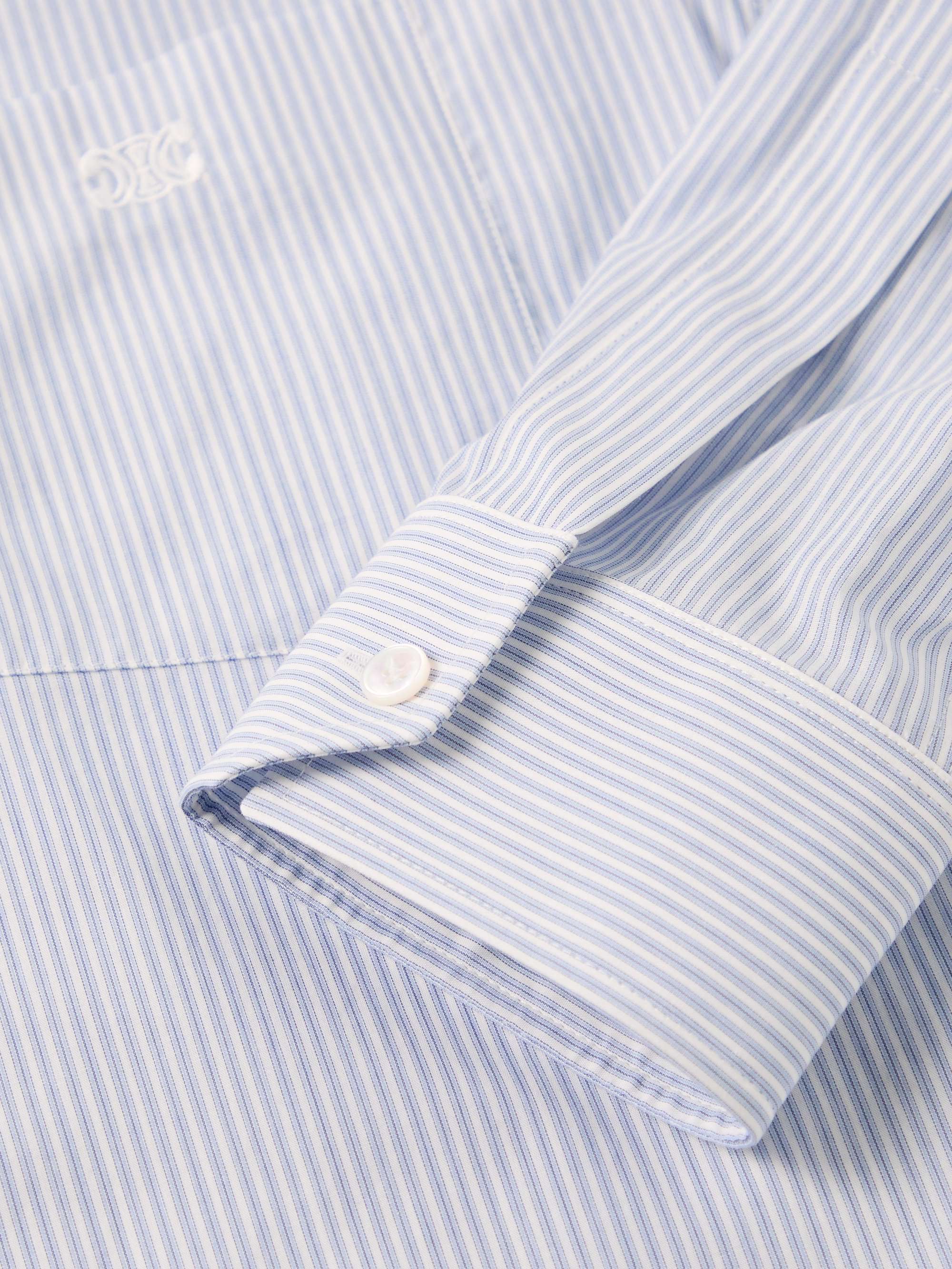 Logo-Embroidered Striped Cotton-Voile Shirt view