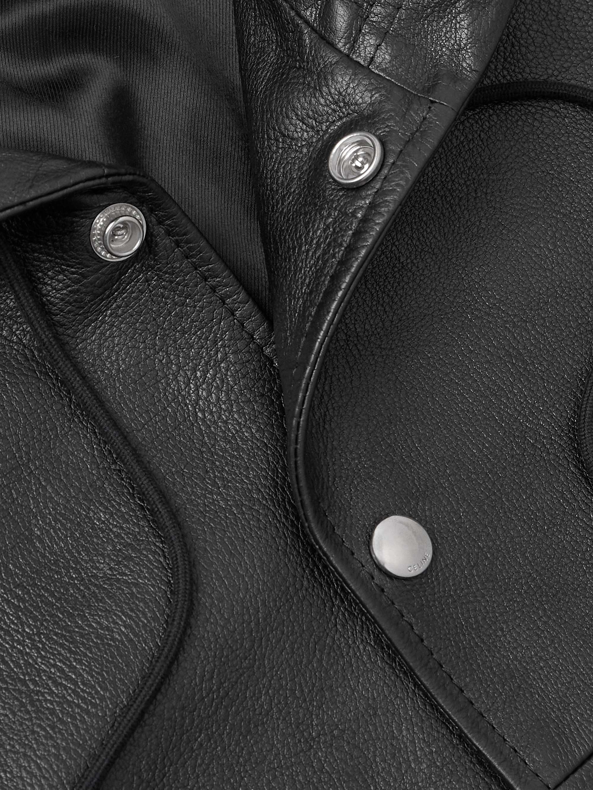 Printed Leather Hooded Blouson Jacket view