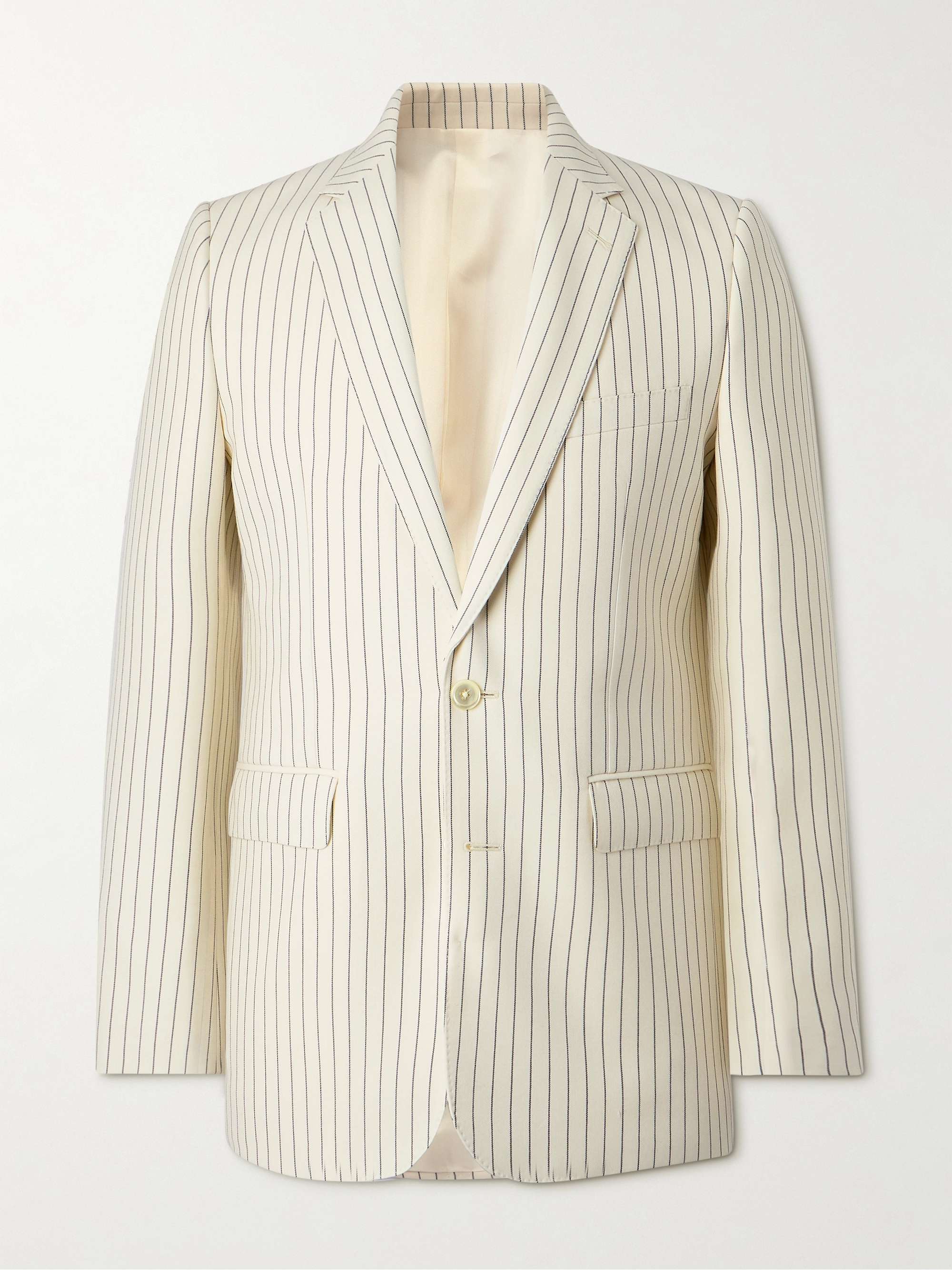Slim-Fit Pinstriped Wool-Twill Blazer view