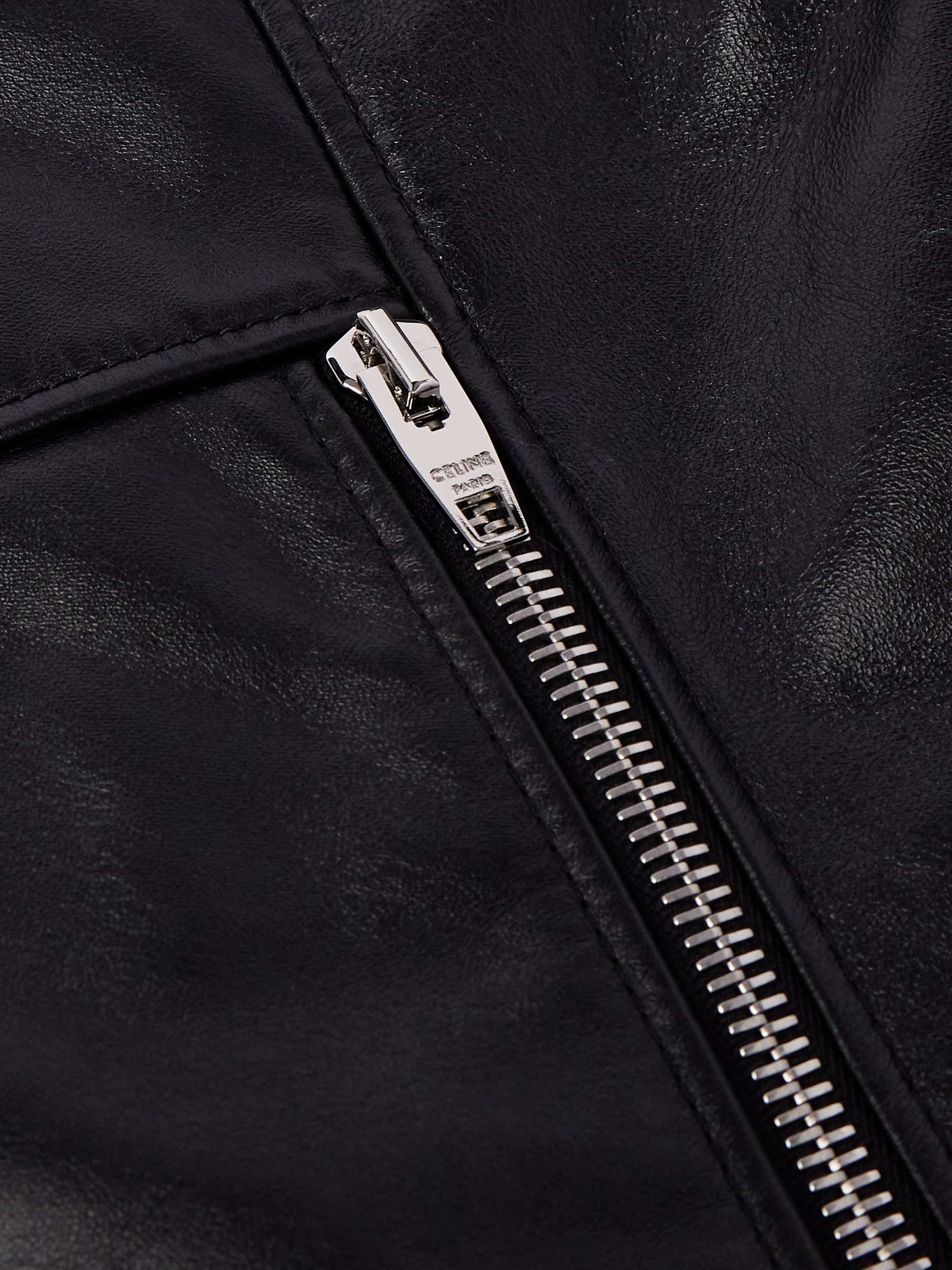 Slim-Fit Cropped Leather Blouson Jacket view