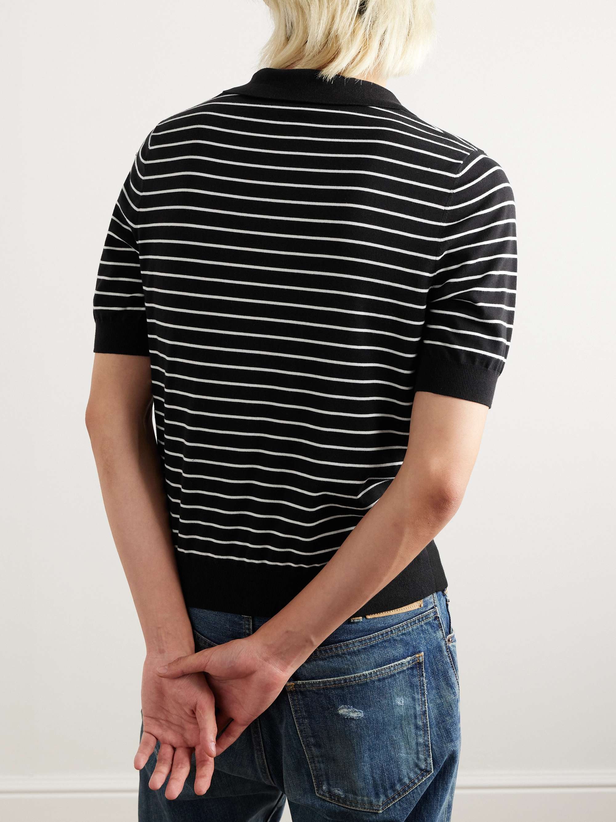 Slim-Fit Logo-Embroidered Striped Cotton Polo Shirt view