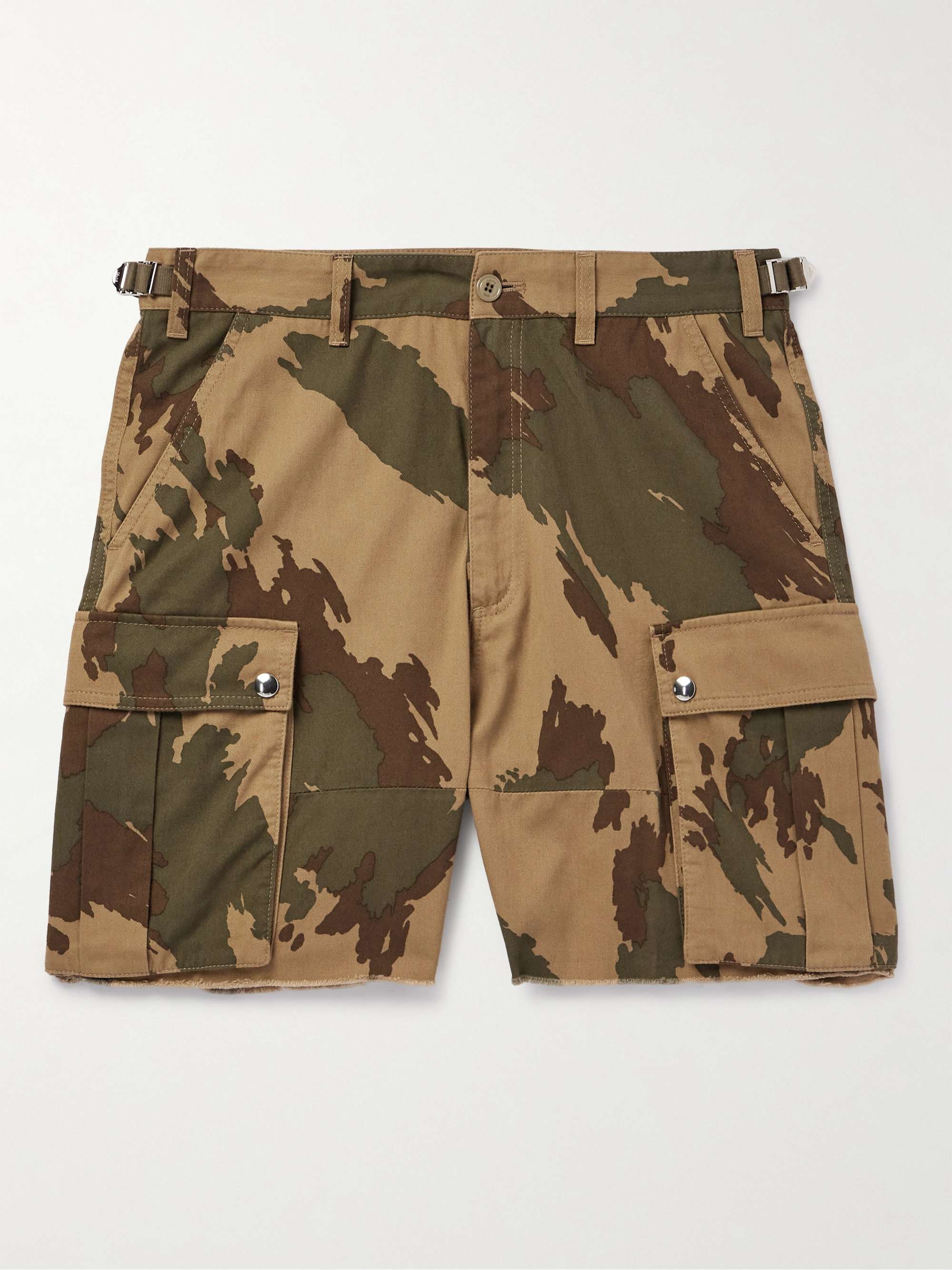 Straight-Leg Camouflage-Print Cotton-Twill Cargo Shorts view