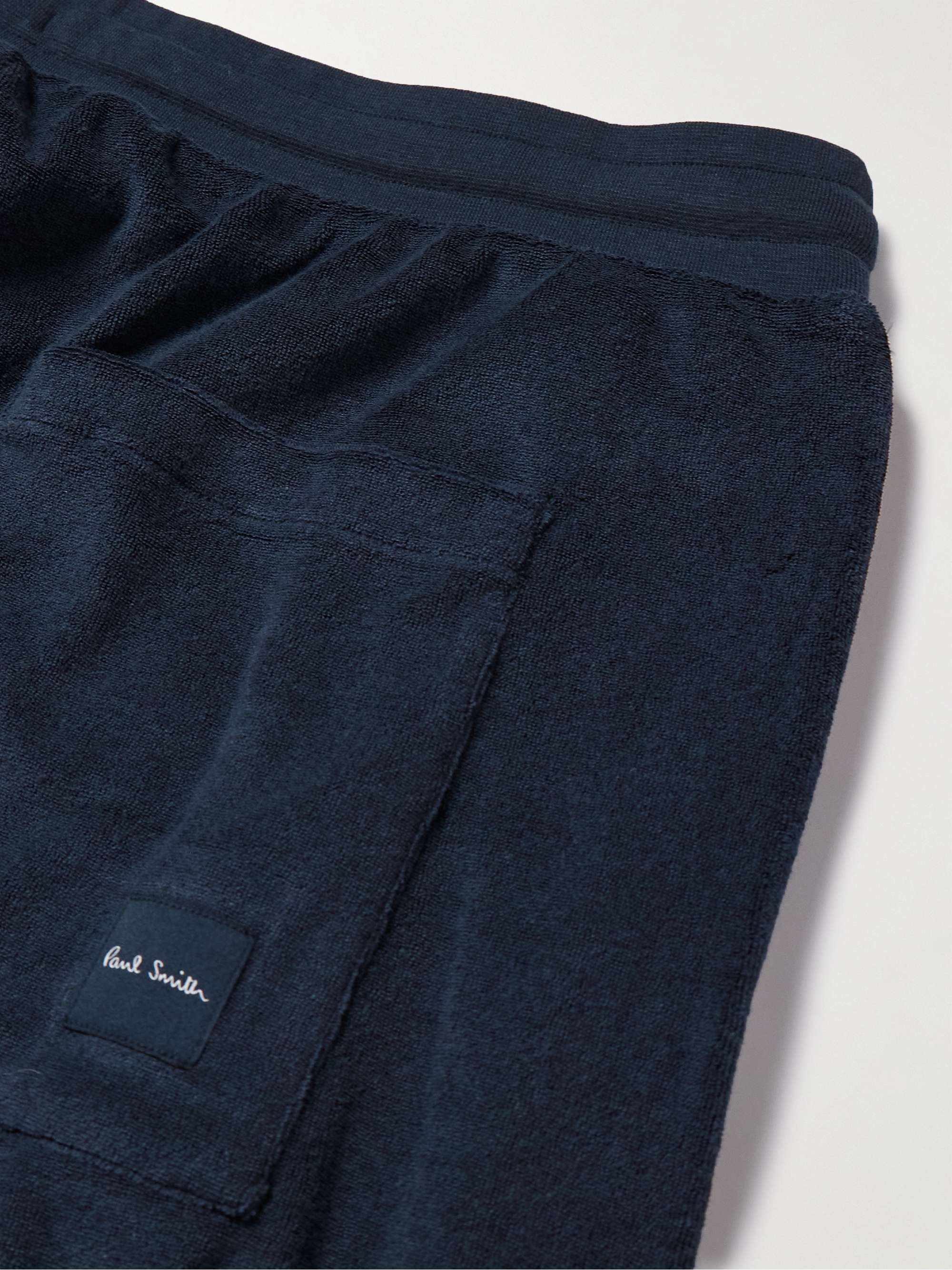 Straight-Leg Webbing-Trimmed Cotton-Blend Terry Drawstring Shorts view