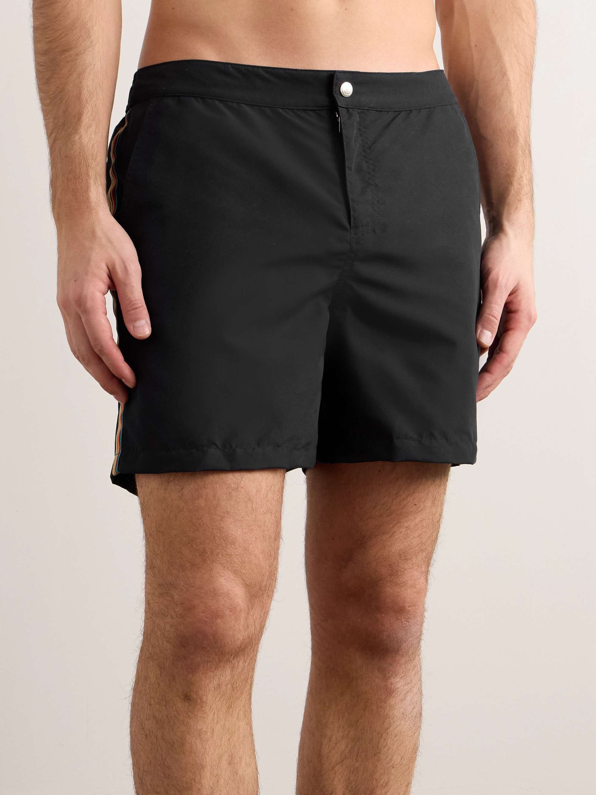 Slim-Fit Mid-Length Striped Recycled Swim Shorts view