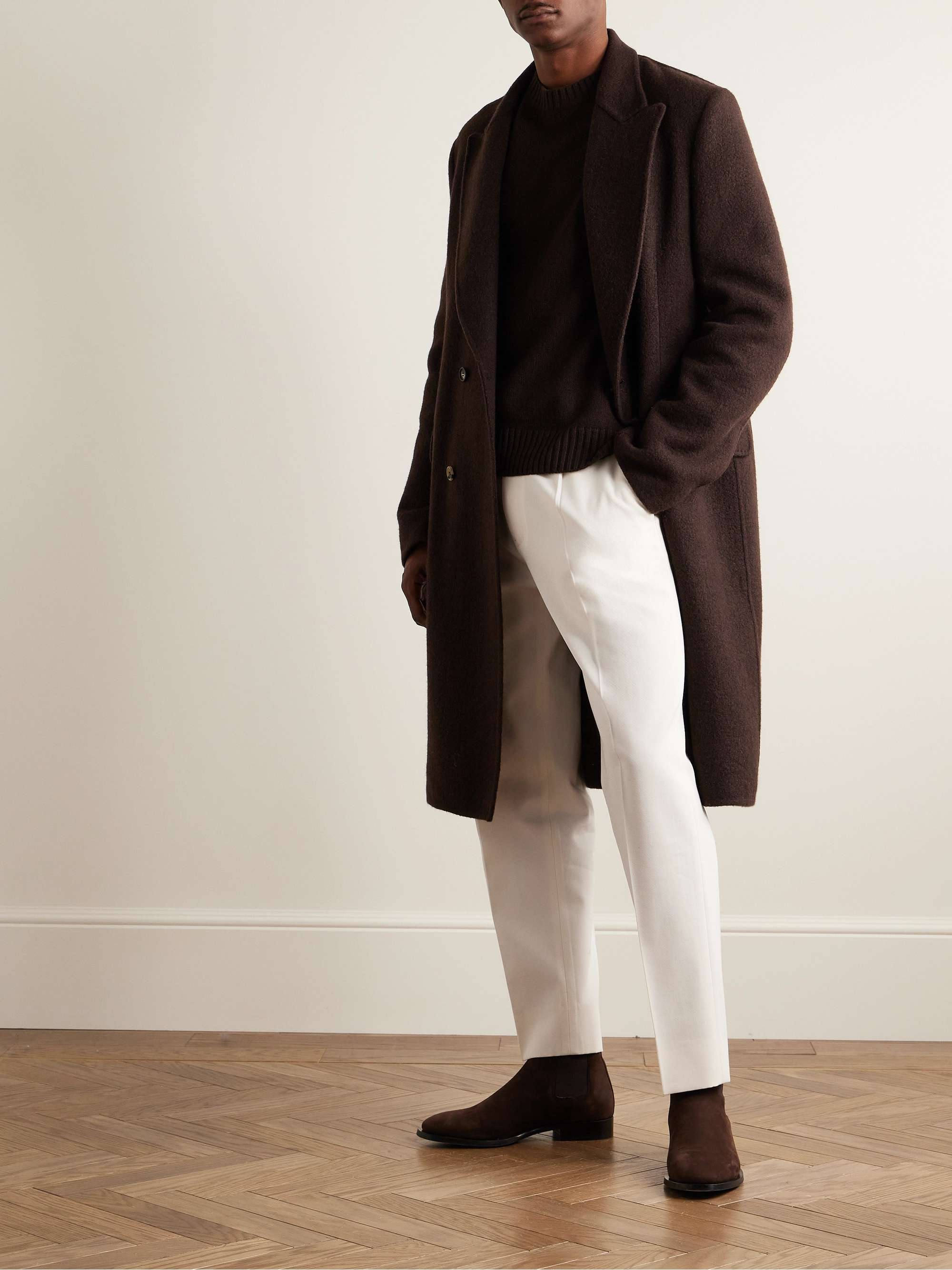 Slim-Fit Pleated Cotton and Wool-Blend Twill Trousers view