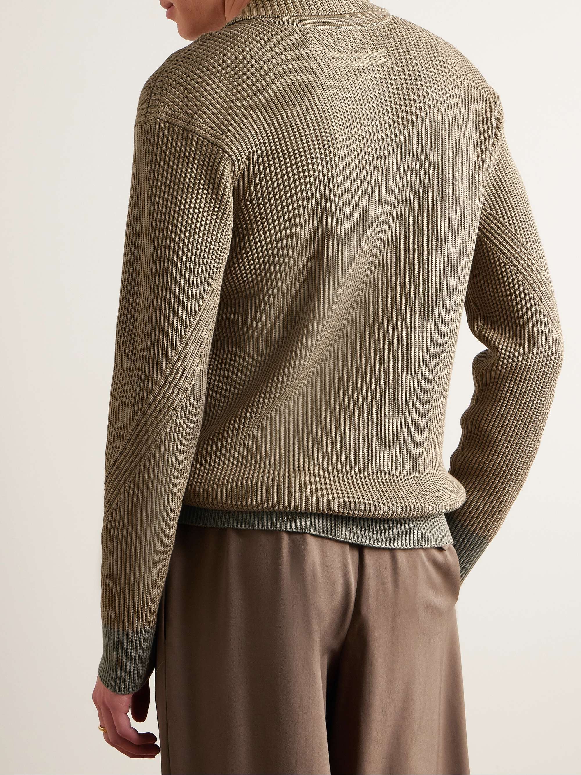 Ribbed Mulberry Silk and Cotton-Blend Polo Shirt view