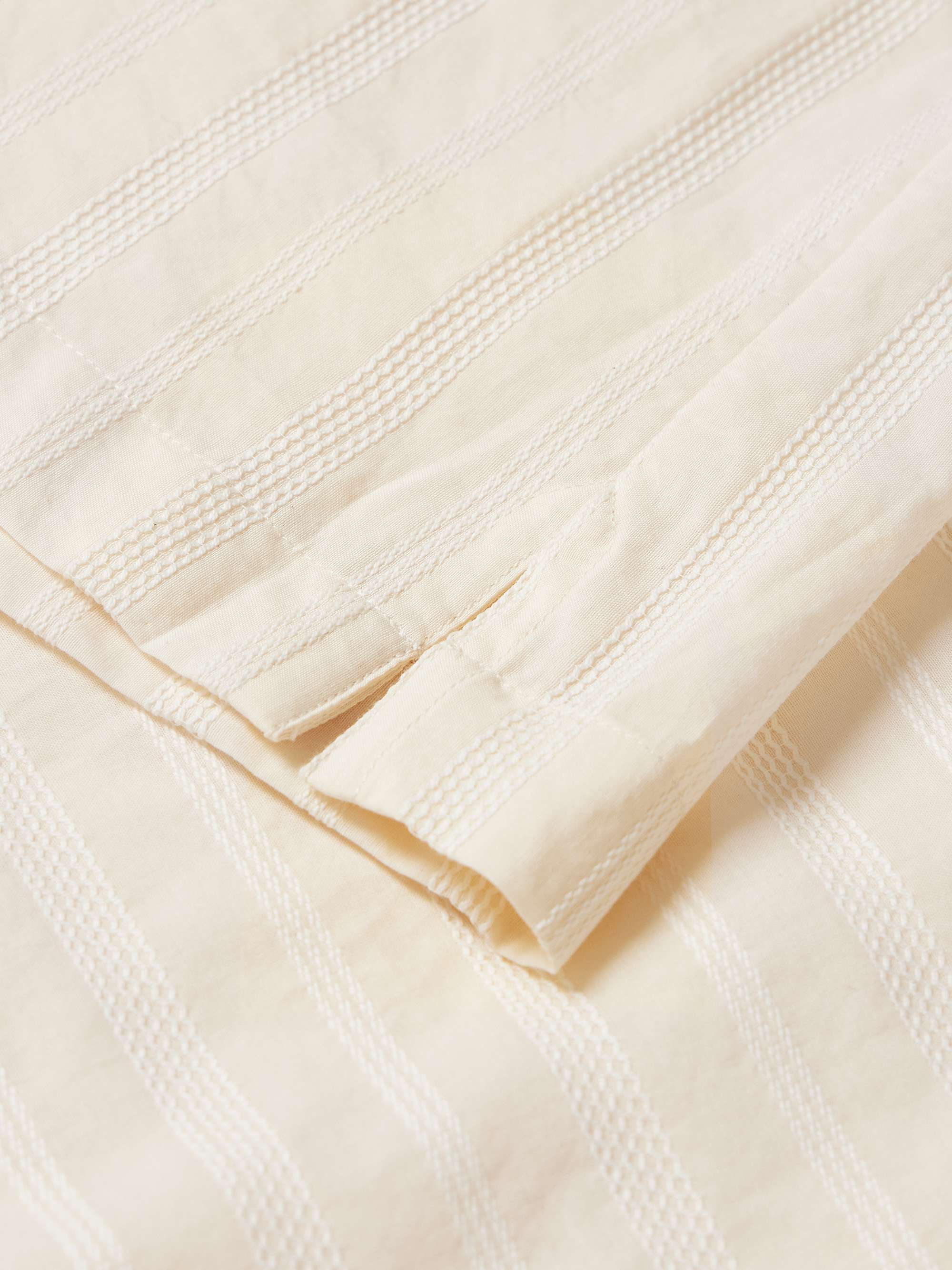 Convertible-Collar Embroidered Striped Cotton Shirt view