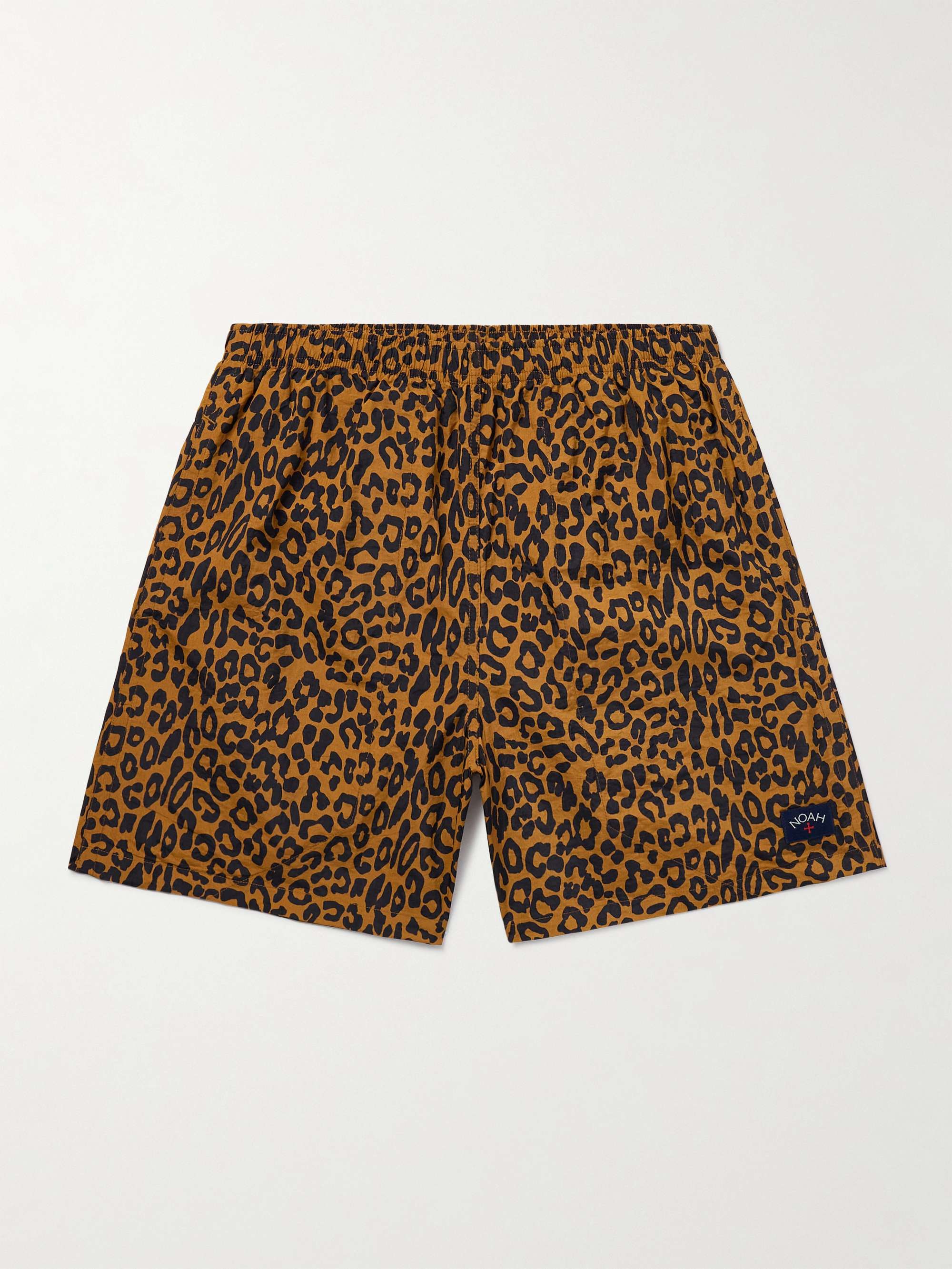 Straight-Leg Mid-Length Leopard-Print Swim Shorts view