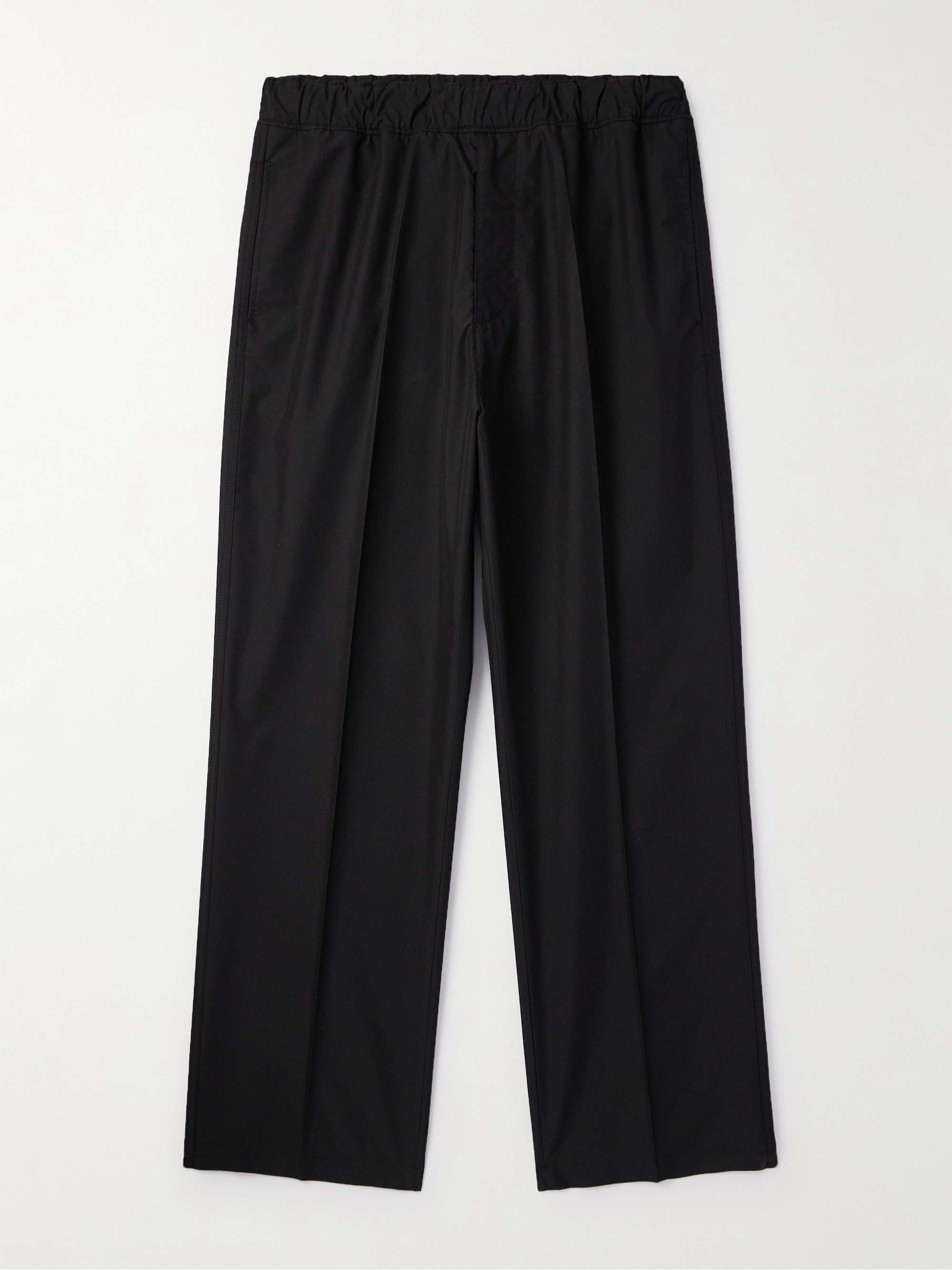 Straight-Leg Cotton-Blend Poplin Trousers view