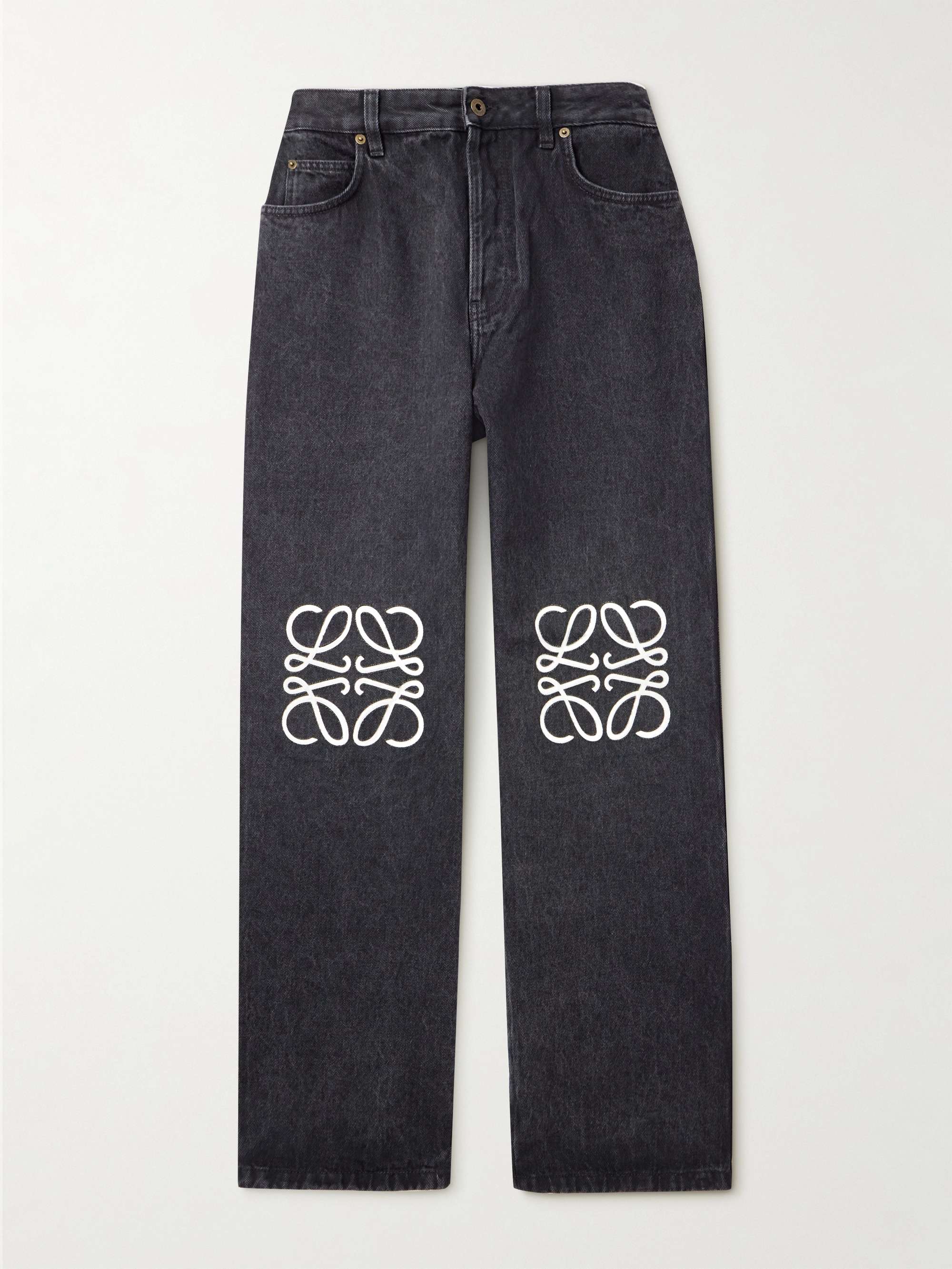 Anagram Wide-Leg Logo-Embroidered Jeans view