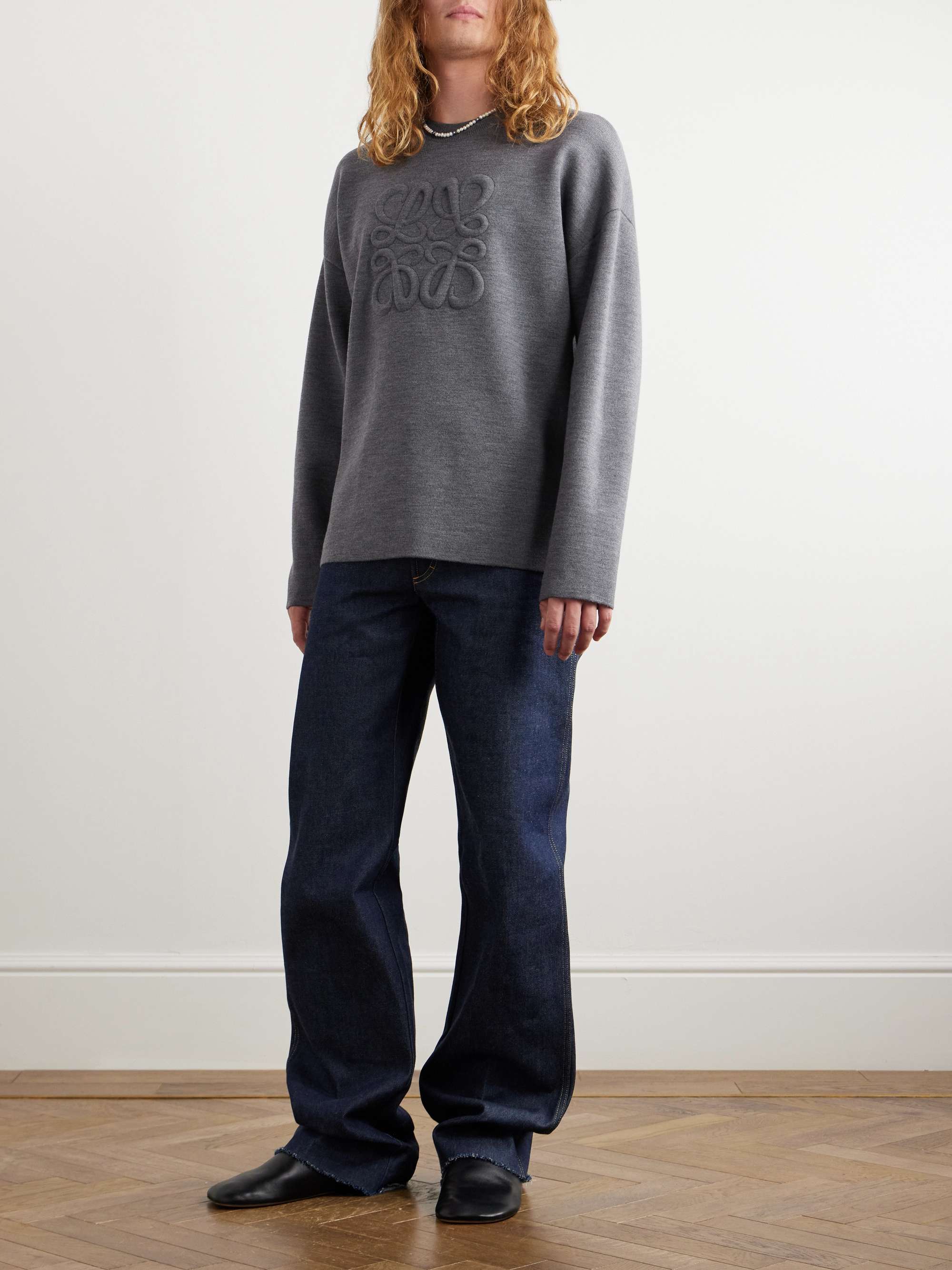 Logo-Embroidered Wool-Blend Sweater view