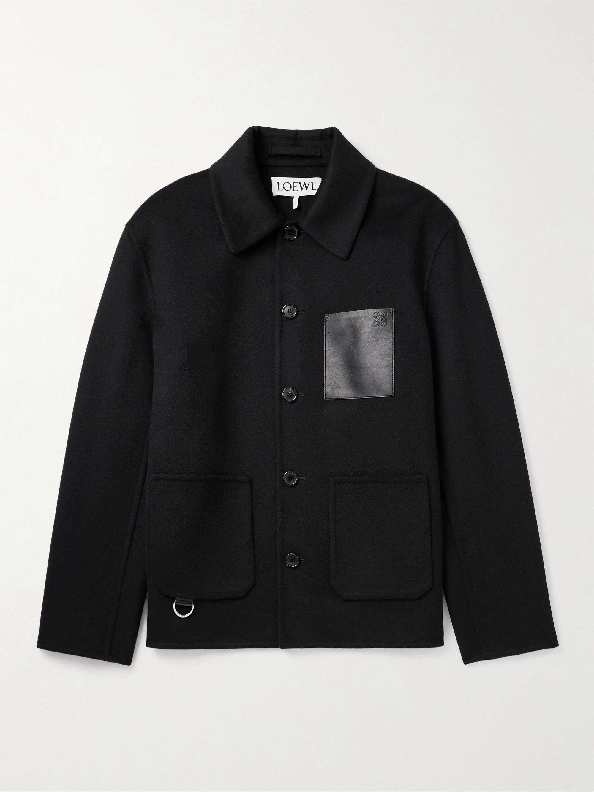 Leather-Trimmed Wool and Cashmere-Blend Jacket view