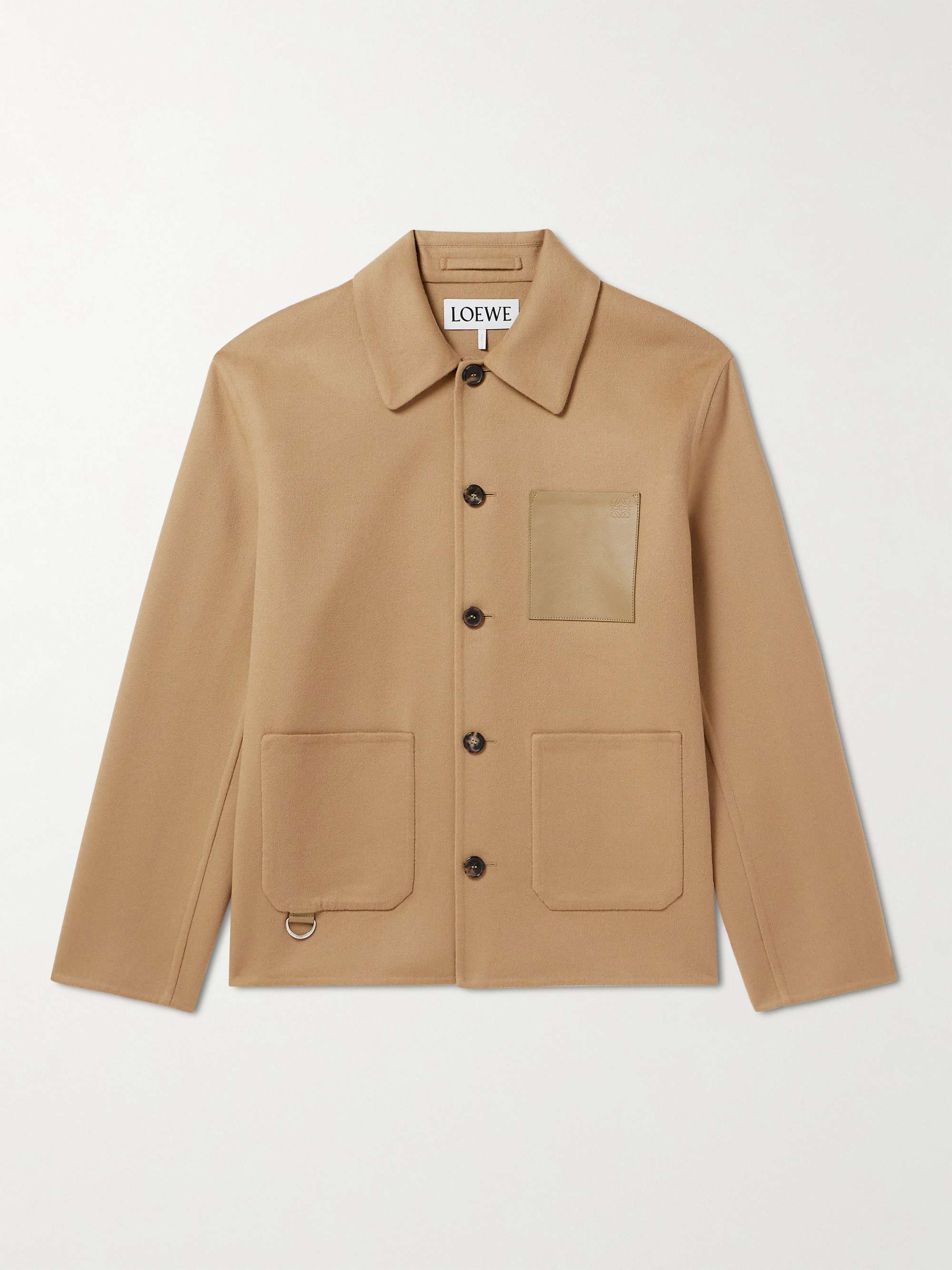 Leather-Trimmed Wool and Cashmere Jacket view