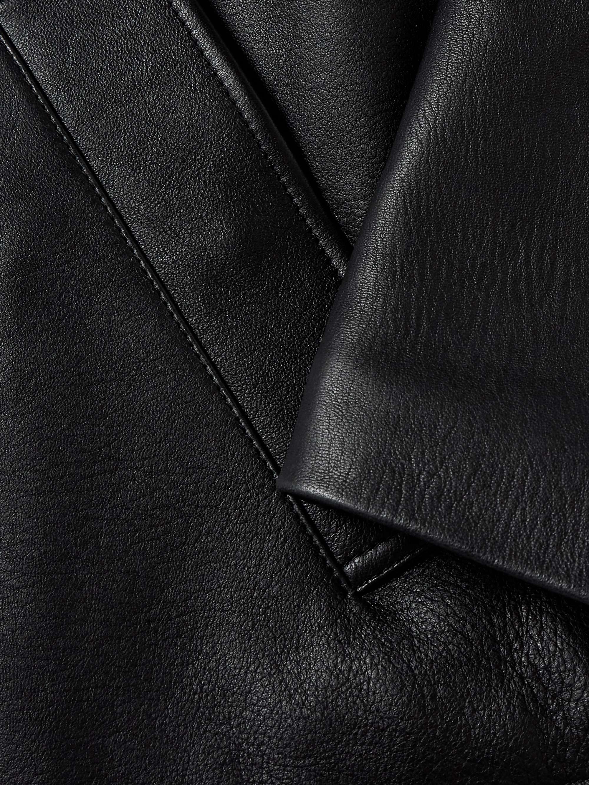 Appliquéd Shearling-Trimmed Leather Jacket view