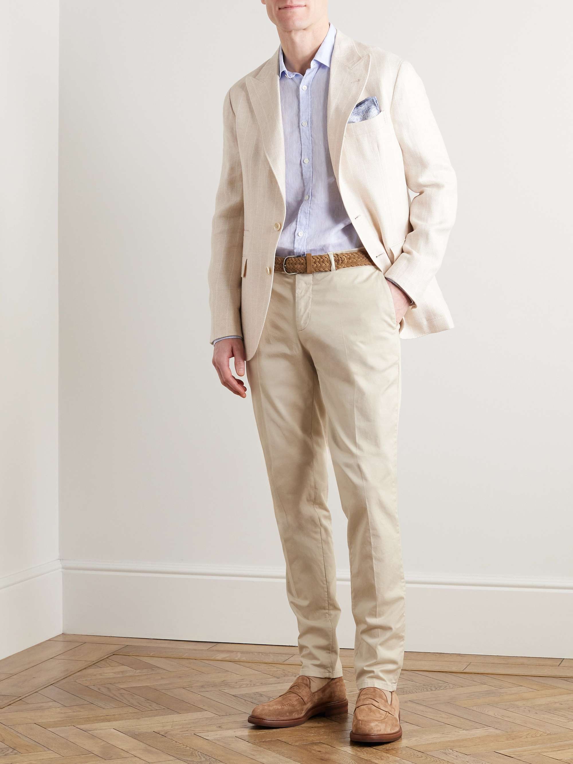 Slim-Fit Cotton-Blend Twill Trousers view