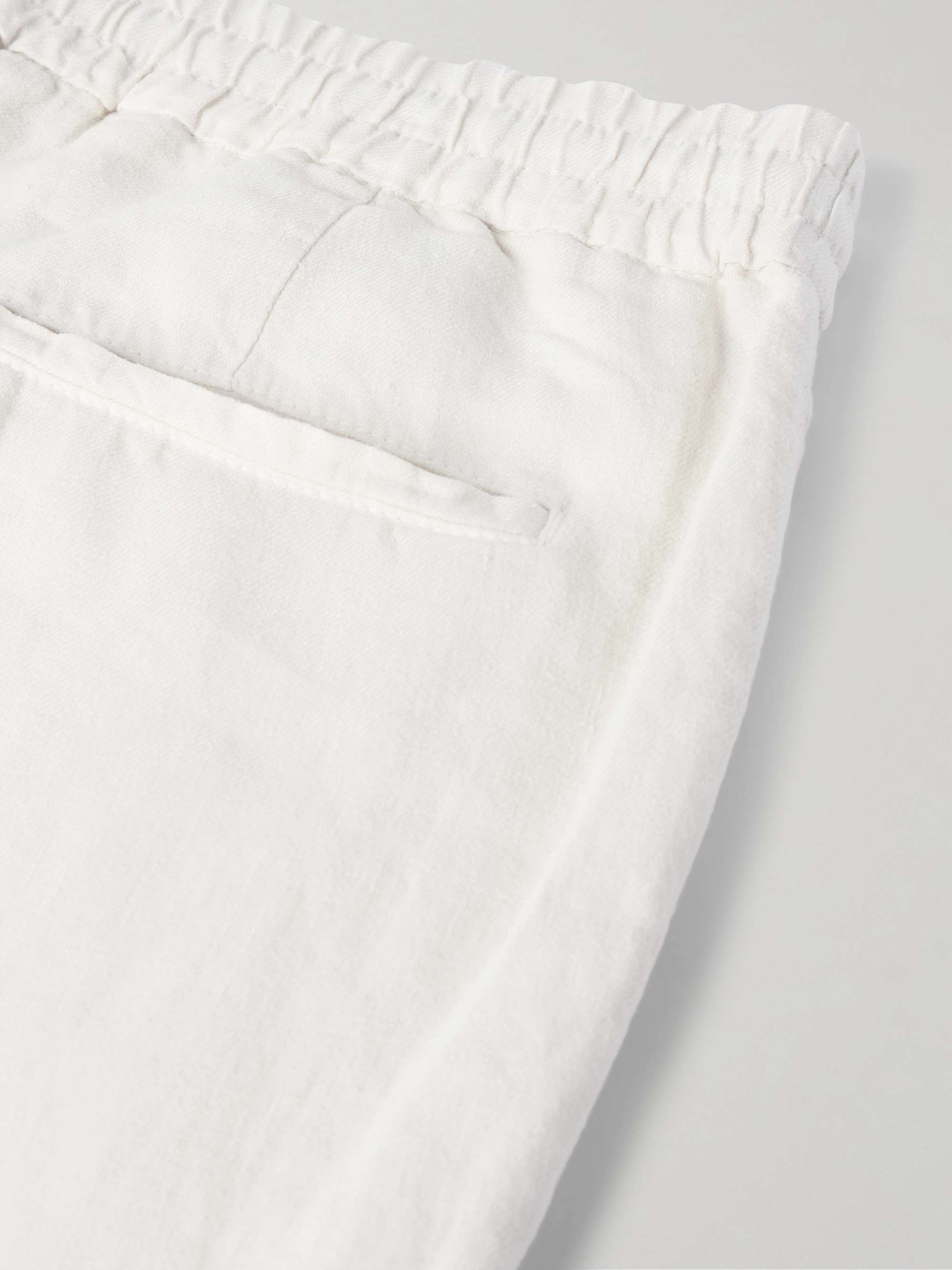 Straight-Leg Pleated Linen-Twill Drawstring Trousers view