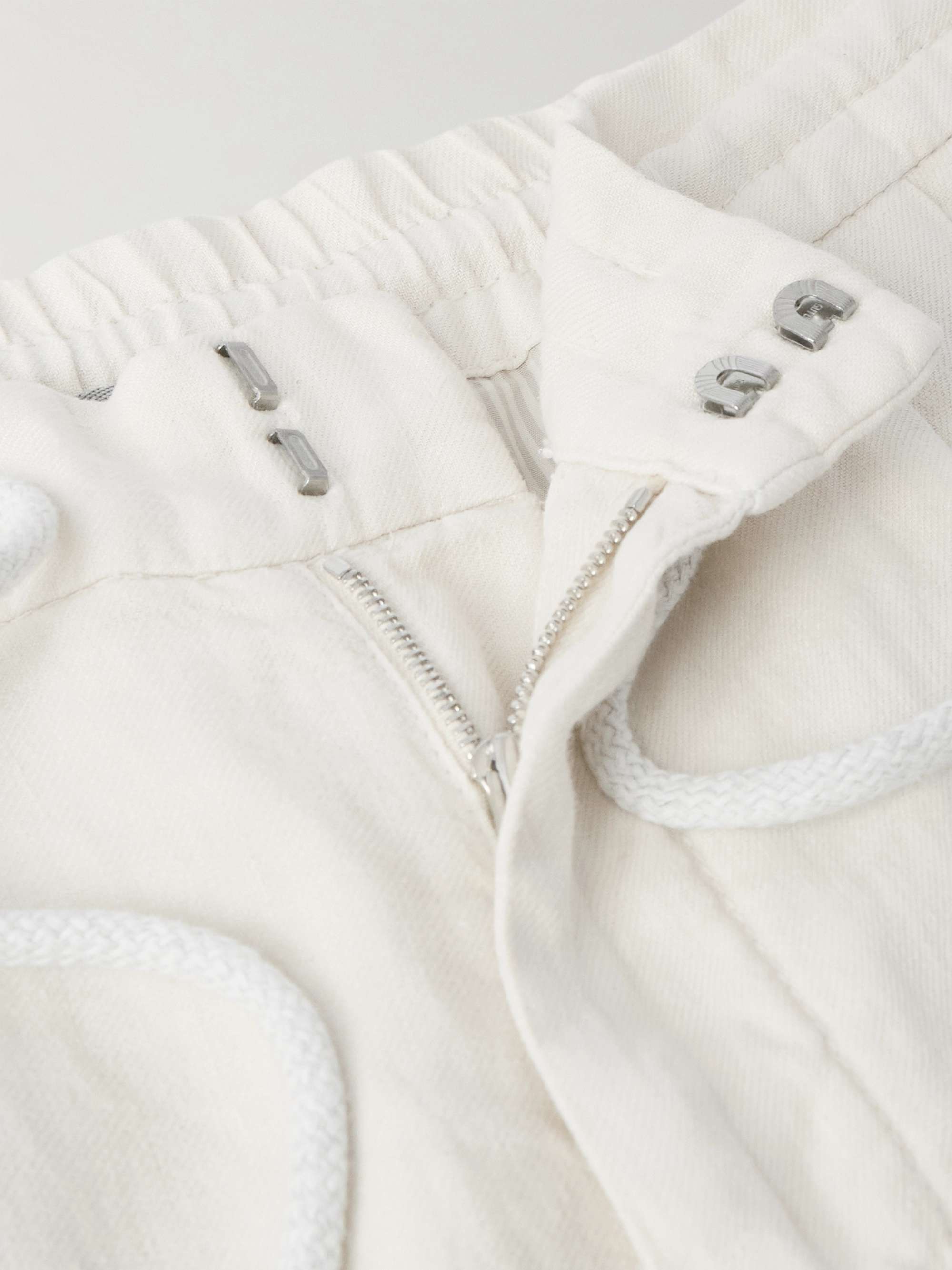 Straight-Leg Pleated Linen-Twill Drawstring Trousers view