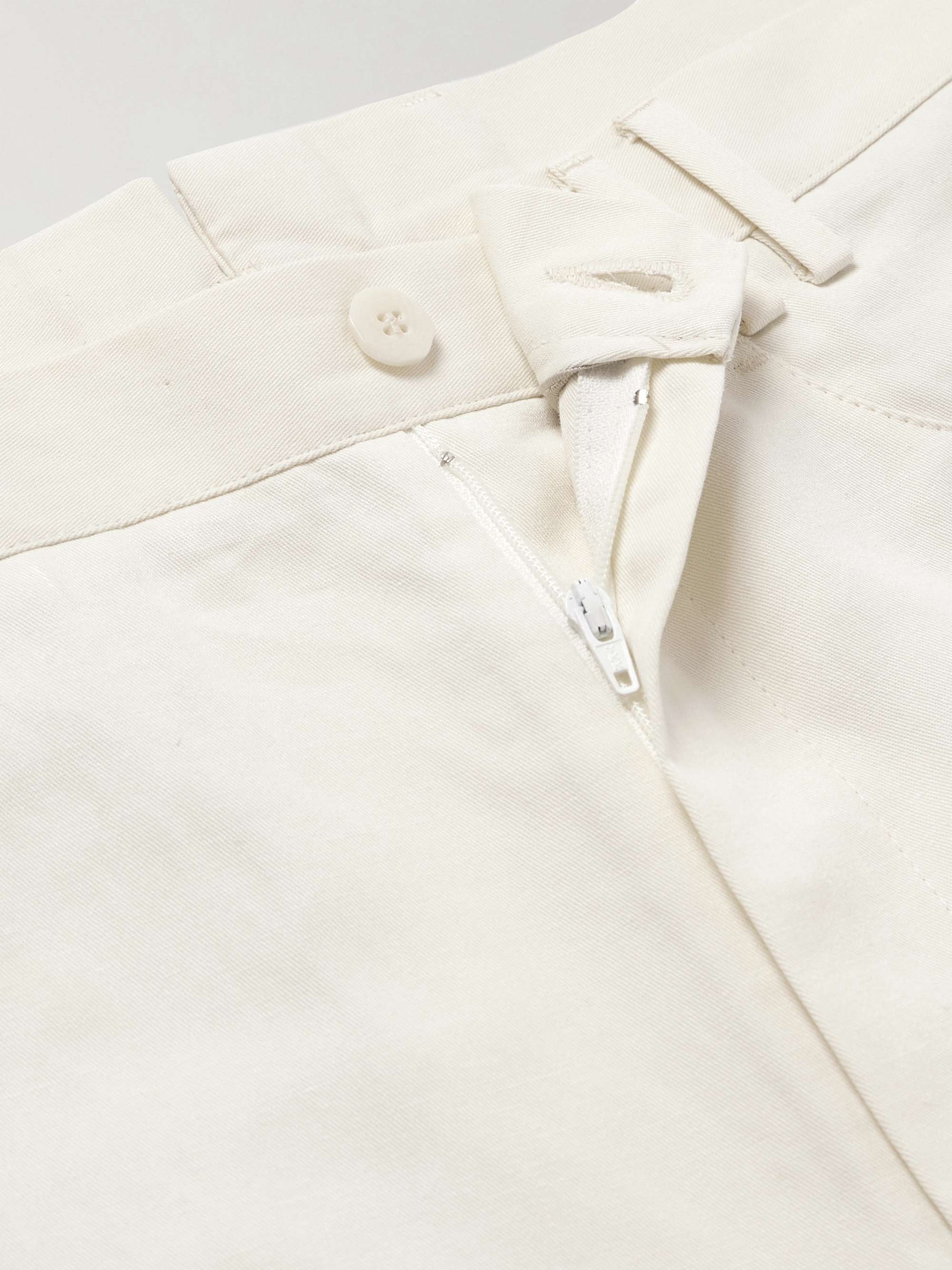 Straight-Leg Cotton and Linen-Blend Twill Trousers view