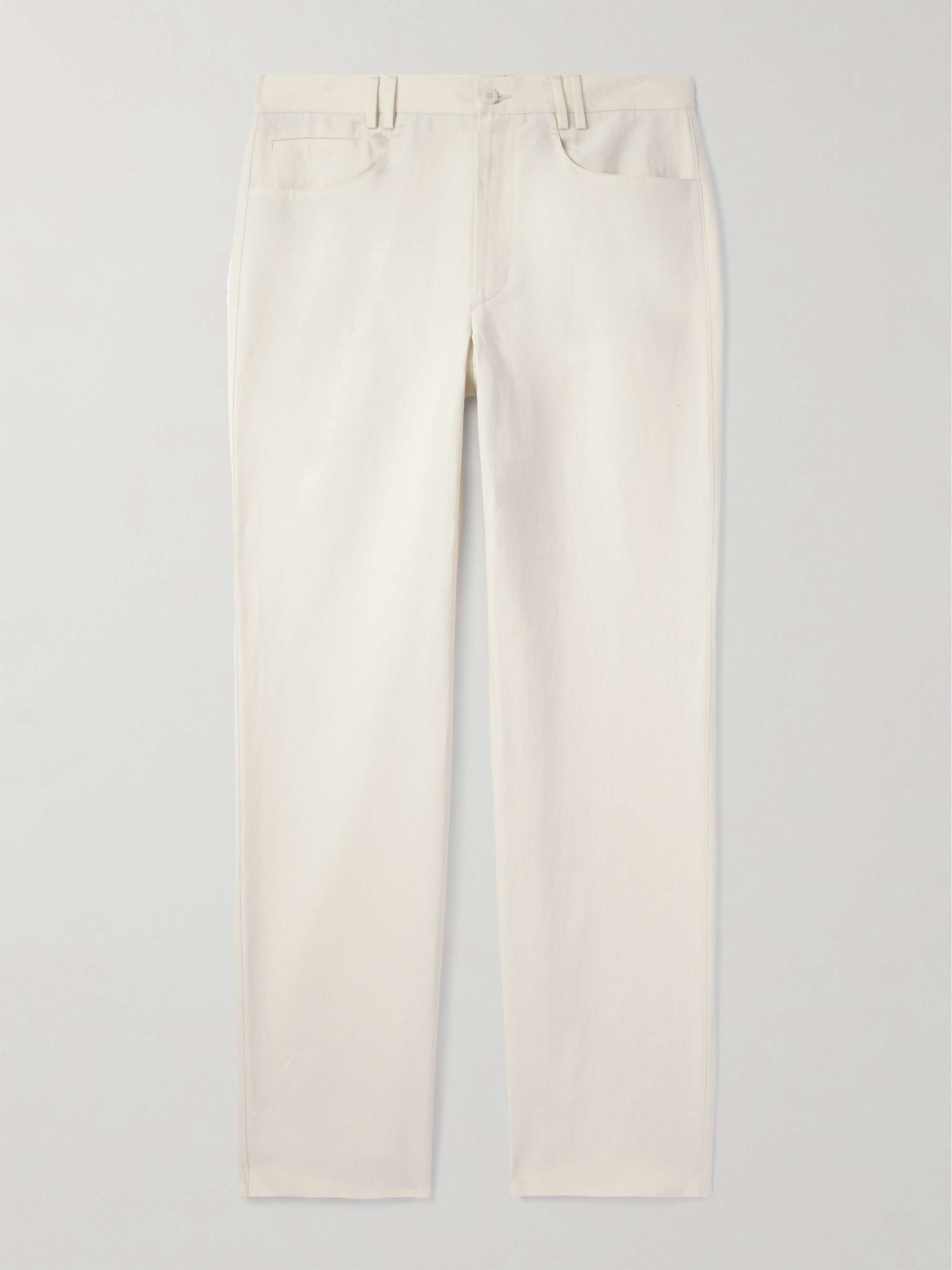 Straight-Leg Cotton and Linen-Blend Twill Trousers view
