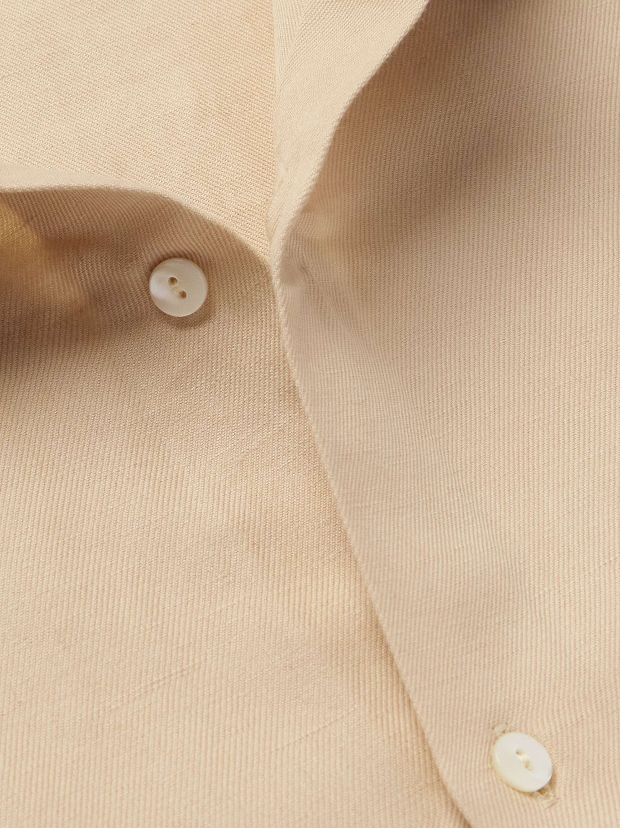 Spread-Collar Cotton and Linen-Blend Shirt view