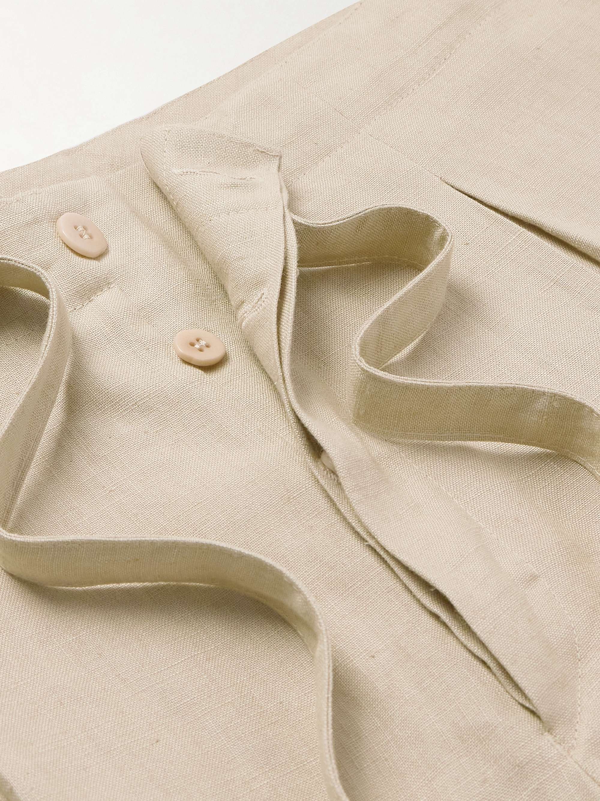 Straight-Leg Linen-Twill Drawstring Trousers view